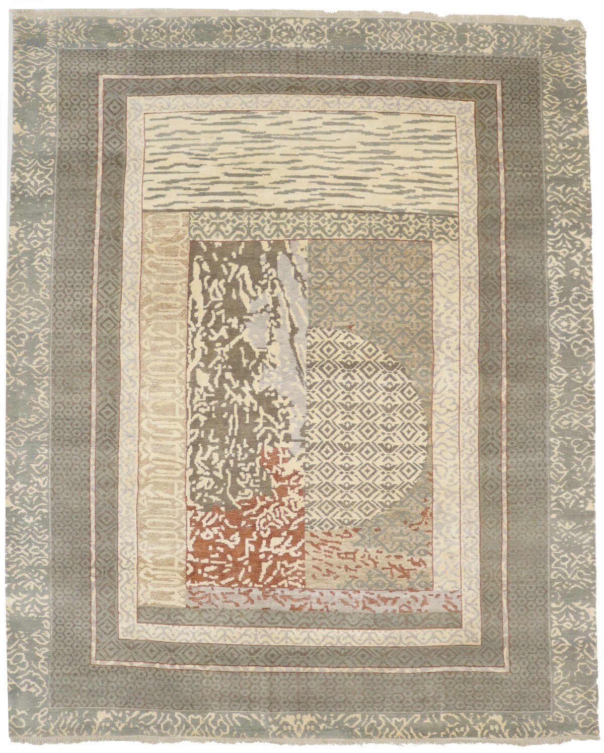 8X10 ft Handmade Modern Plush Wool Bamboo Silk Rug Contemporary Oriental Carpe