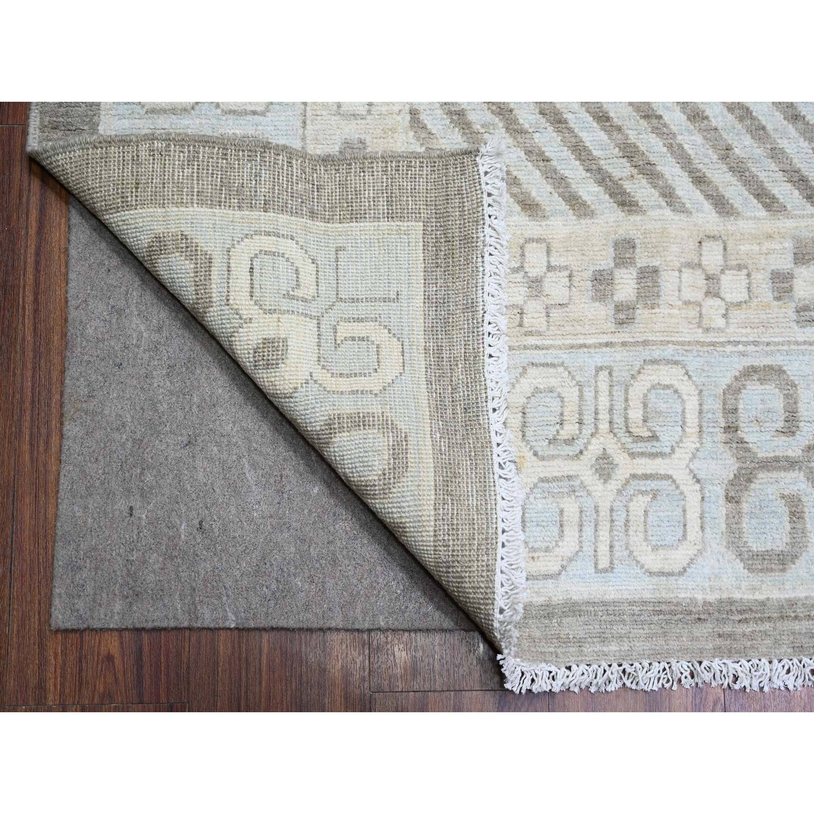 11’2″x14’3″ Gray Washed Out Peshawar Hand Knotted Pure Wool Oversized Rug R73281