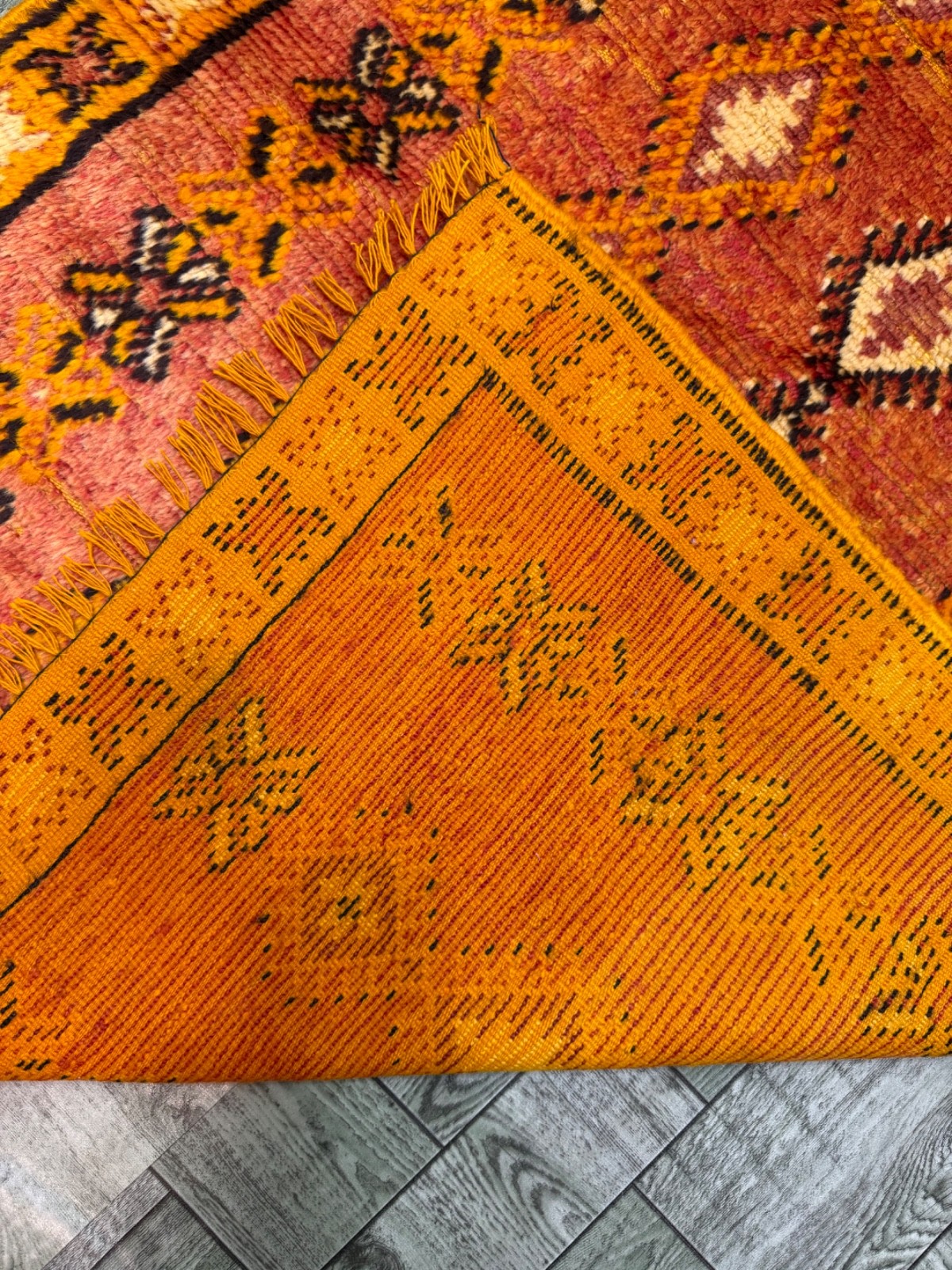 Vintage Fabulous Hand Knotted Moroccan Wool Rug Carpet Floor Area 136×97 Cm