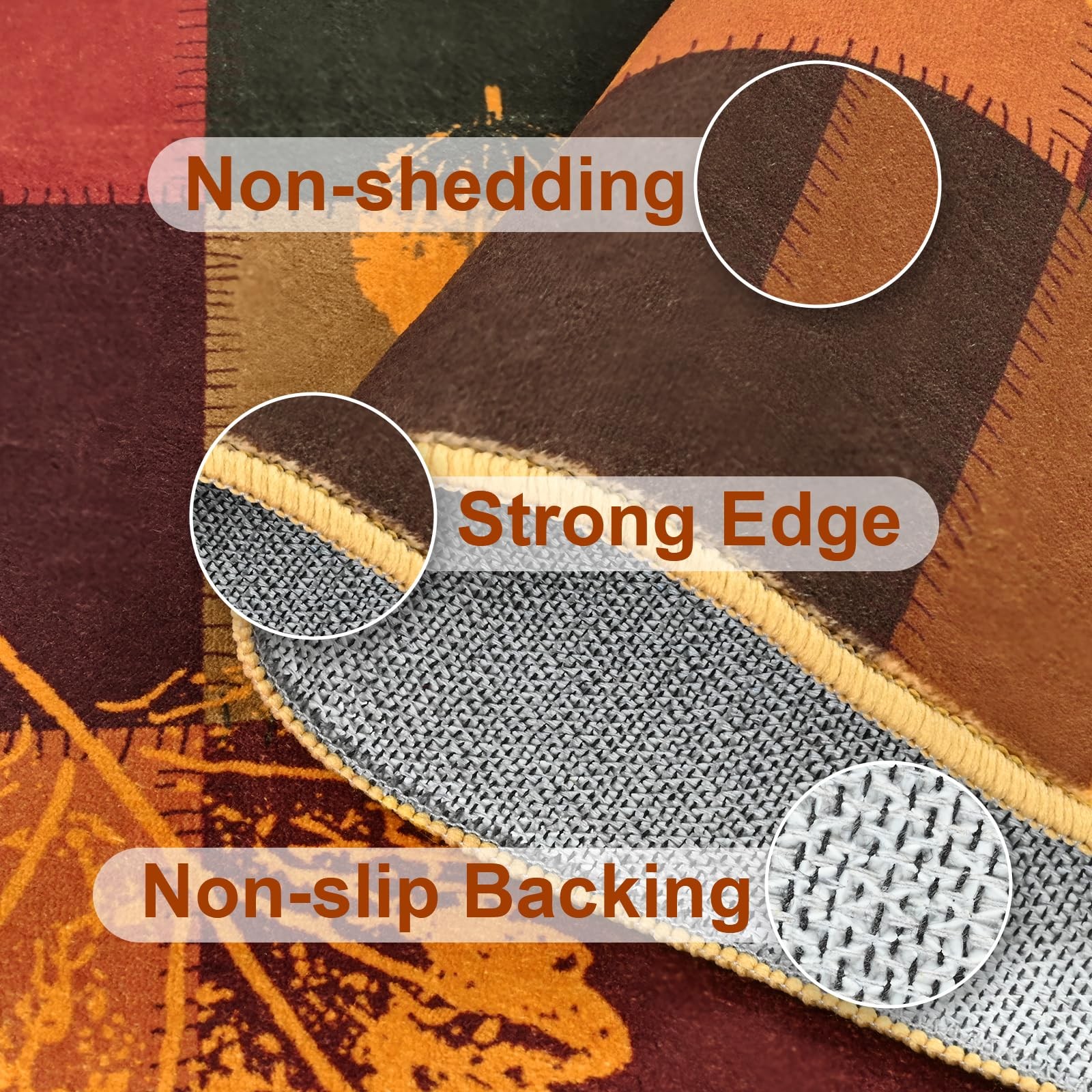 Fall Area Rug 8×10, Thanksgiving Maple Leaf Living Room Rugs for Bedroom