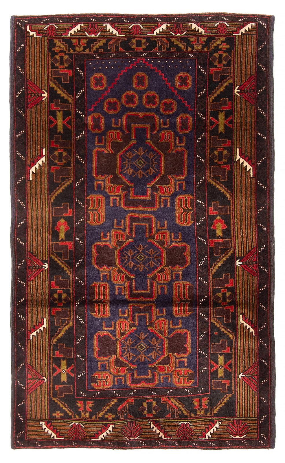 Vintage Hand-Knotted Area Rug 2’11” x 5’0″ Traditional Oriental Wool Carpet