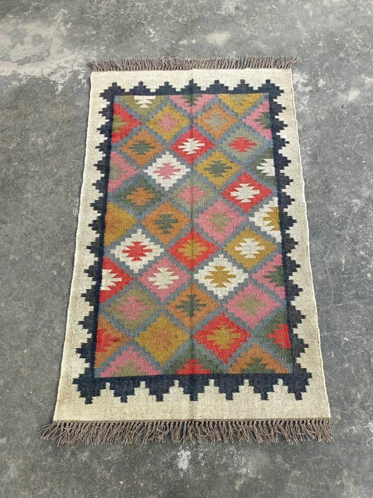 Natural Handwoven Wool Jute Rug Vintage Kilim Rug Traditional kilim Rugs 4×6