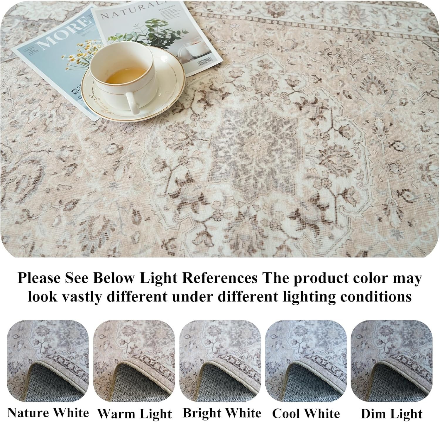 Vintage 2×3 Indoor Rug – Stain-Resistant Non-Slip Runner for High-Traffic Areas
