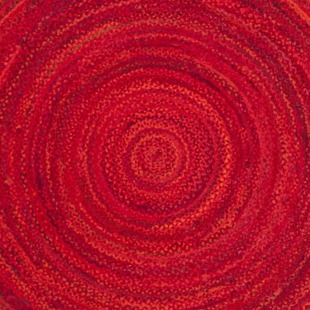 Red Cotton 6 Ft. X 6 Ft. Solid Color Indoor round Area Rug
