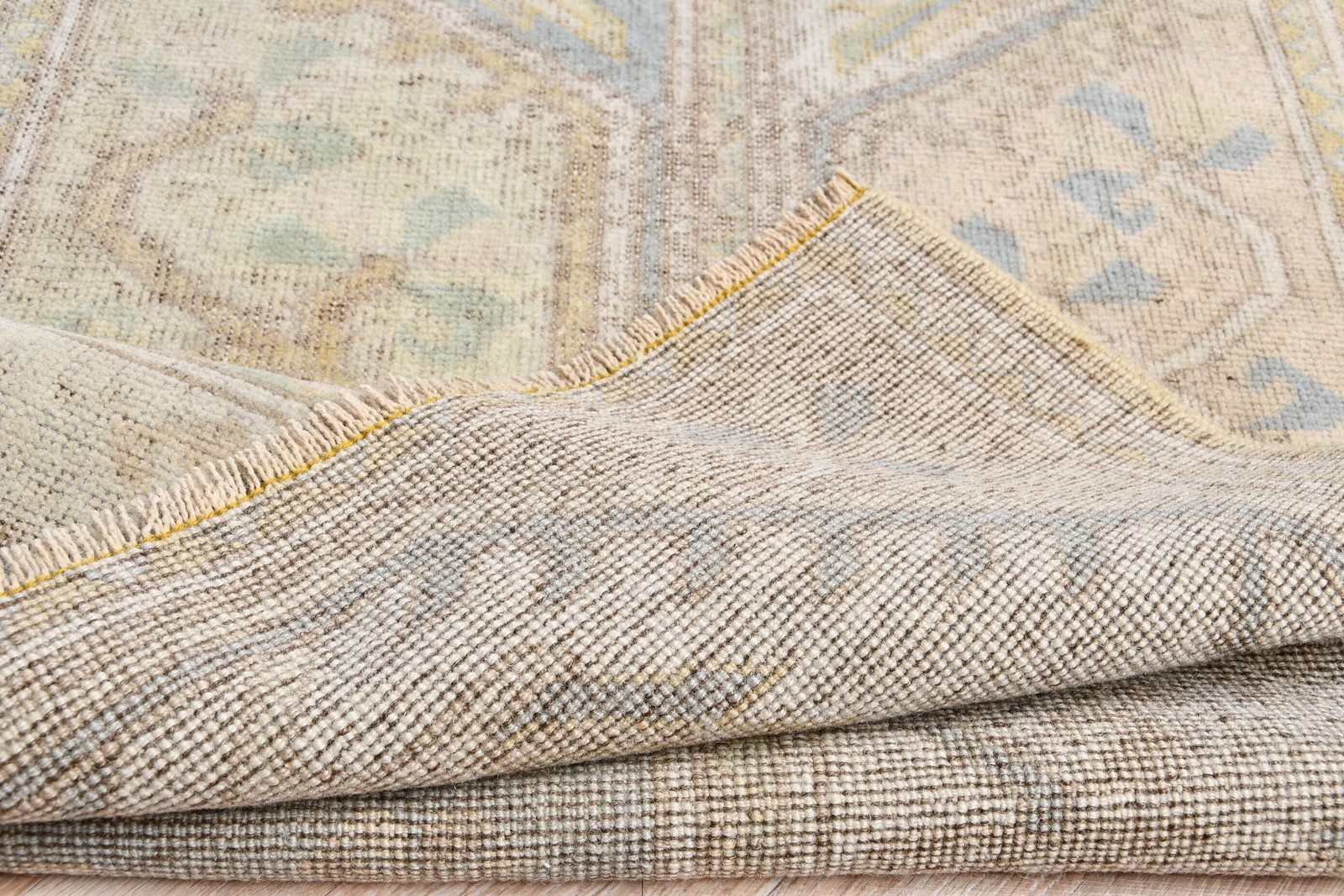 Vintage Large Rug 6,7×9,7 ft (203×295 cm), Turkish Yellow Striped Rug