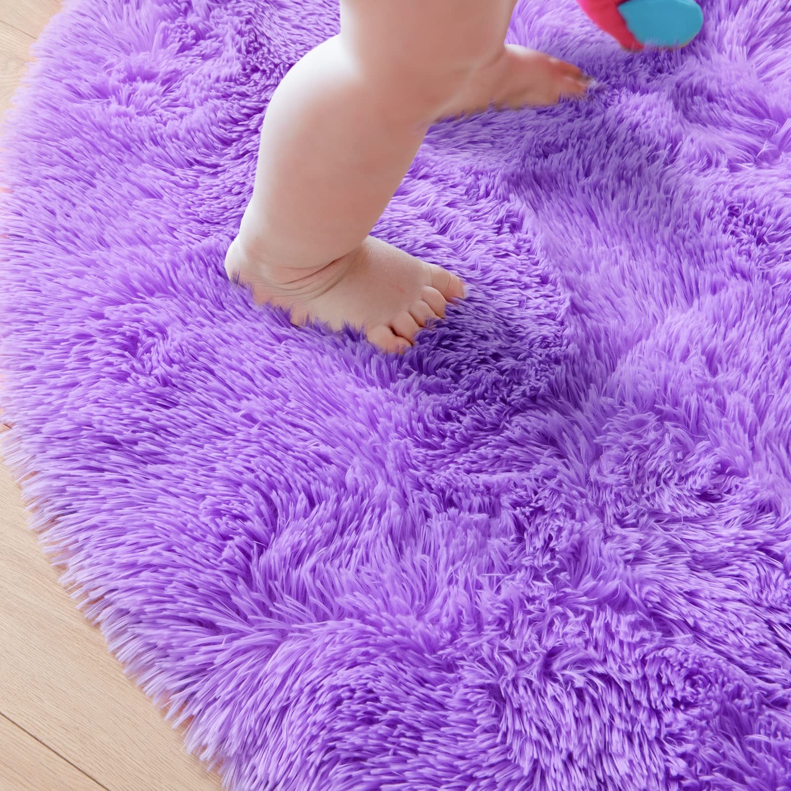 junovo Round Rug 5×5 Feet Fluffy Soft Area Rugs for Kids Girls Room Princess …