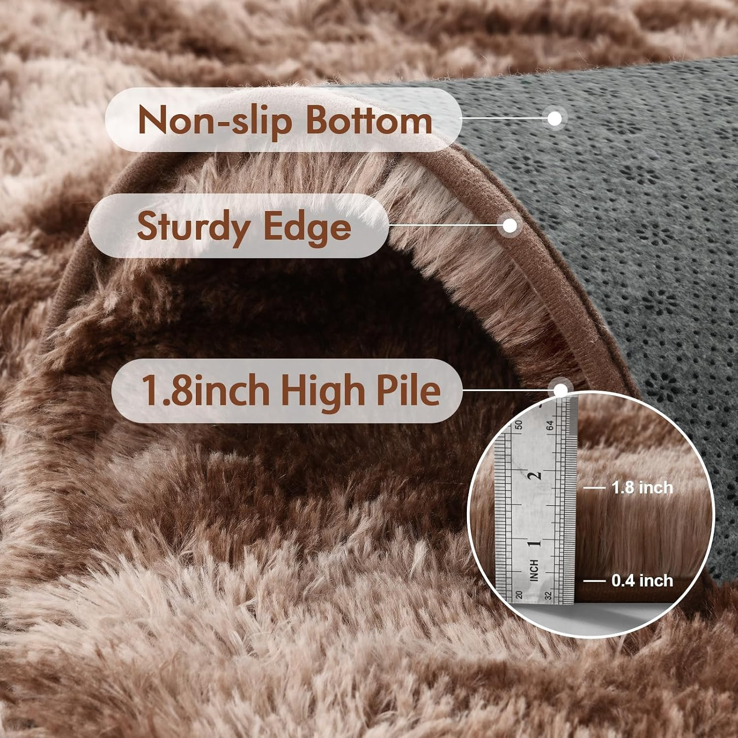 10X14 Ft Extra Large Shag Brown Area Rug for Living Room, Tie-Dyed Ultra Soft Fl