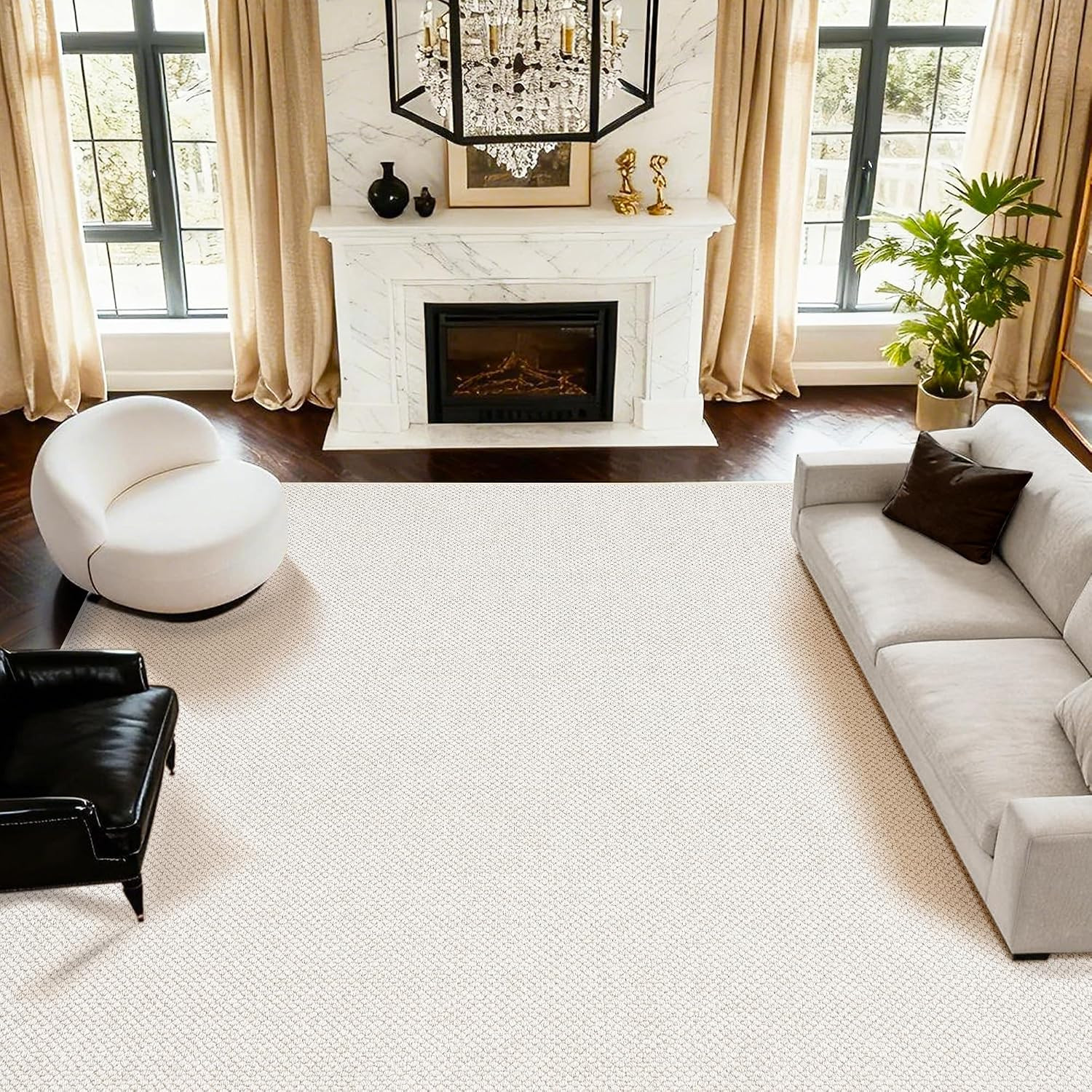 Wool Rugs 8X10 for Living Room,80% Merino Wool and 20% Cotton Soft Tufted Area R