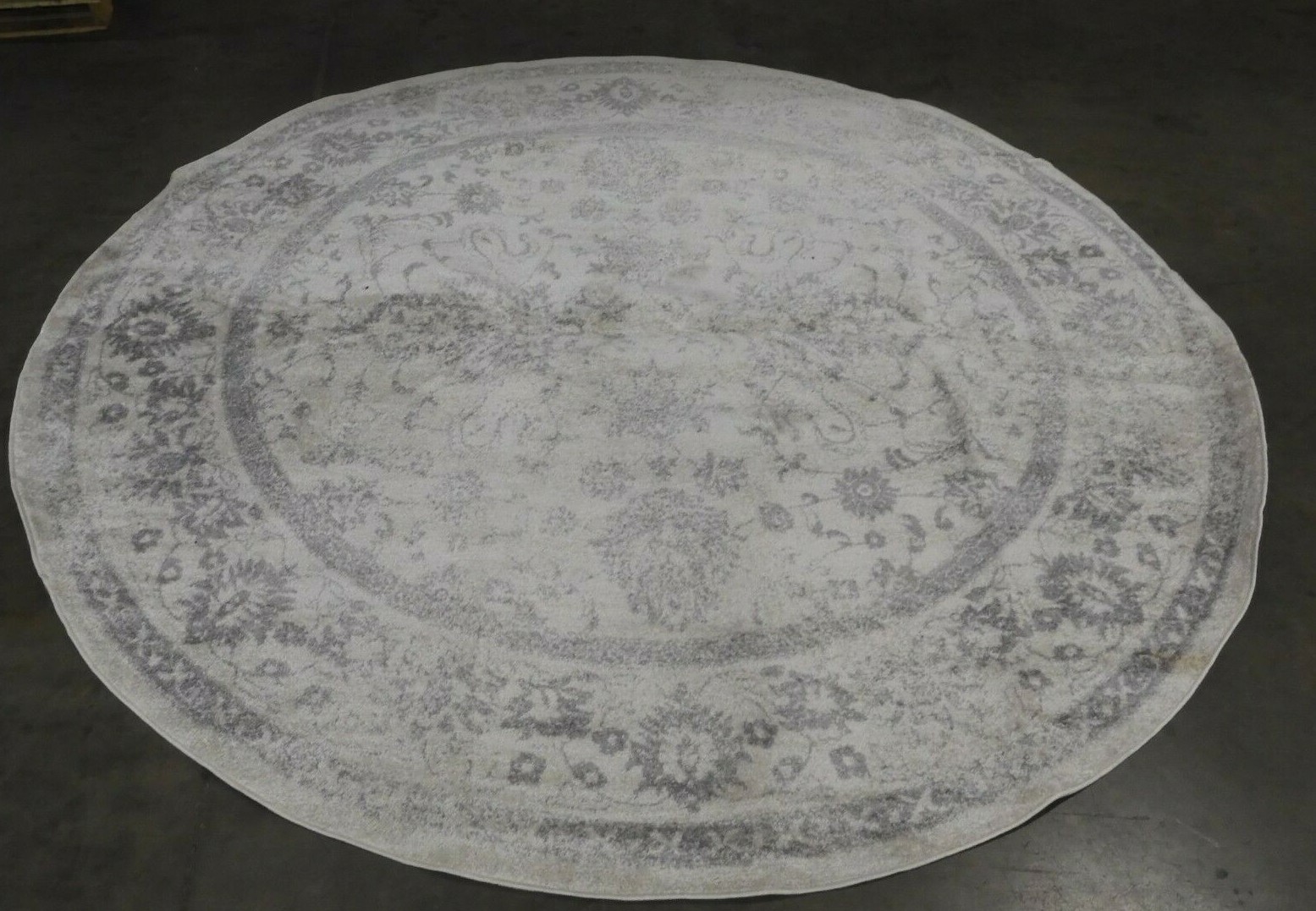 IVORY / SILVER 10′ X 10′ Round Stained Rug, Reduced Price 1172614817 ADR109C-10R