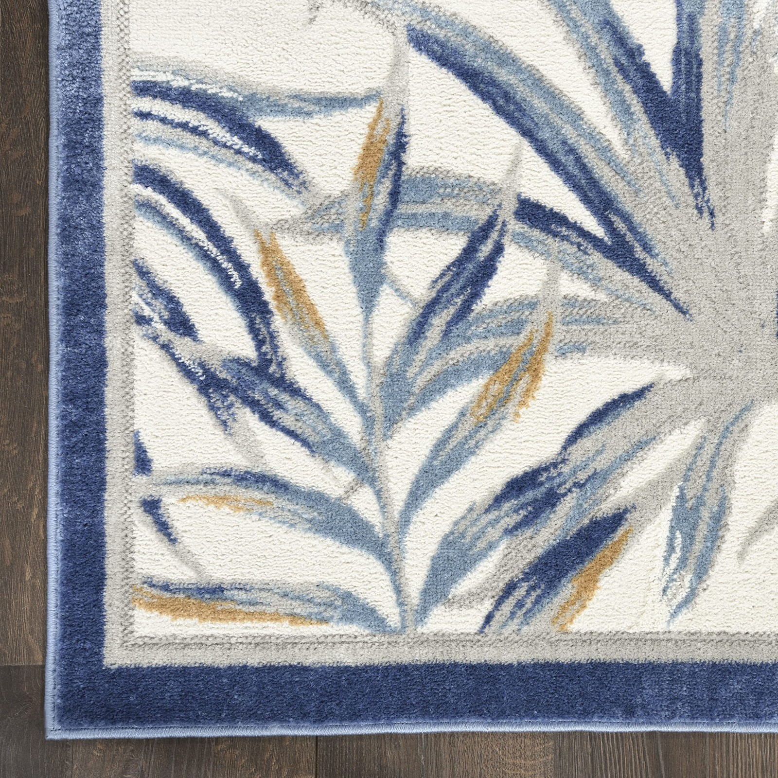 Home Pompeii Ivory Blue 7’10” x 9’10” Area Rug – Easy Clean, Non Shedding, Be…