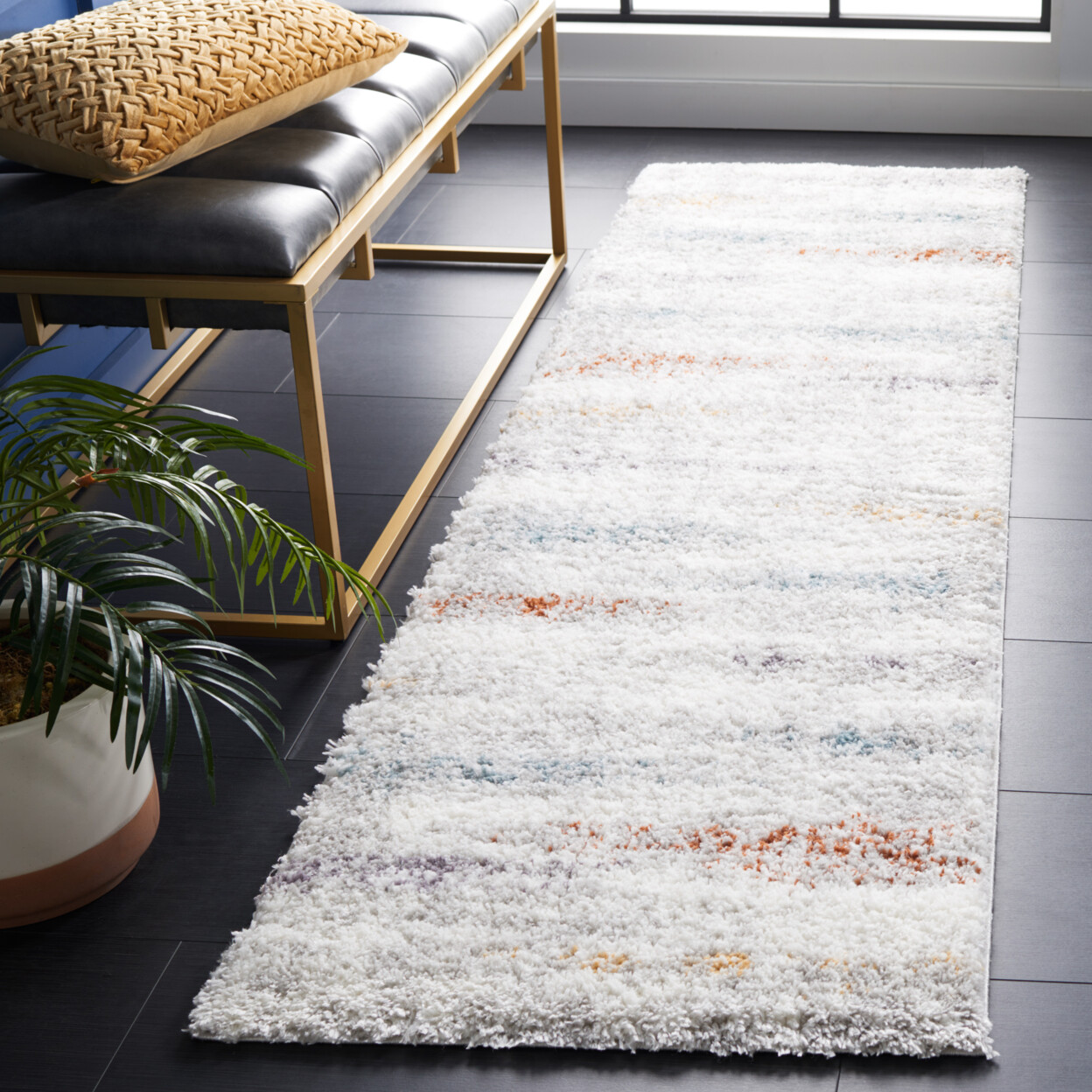 SAFAVIEH Berber Shag BER581A Blue Rust / Ivory Rug