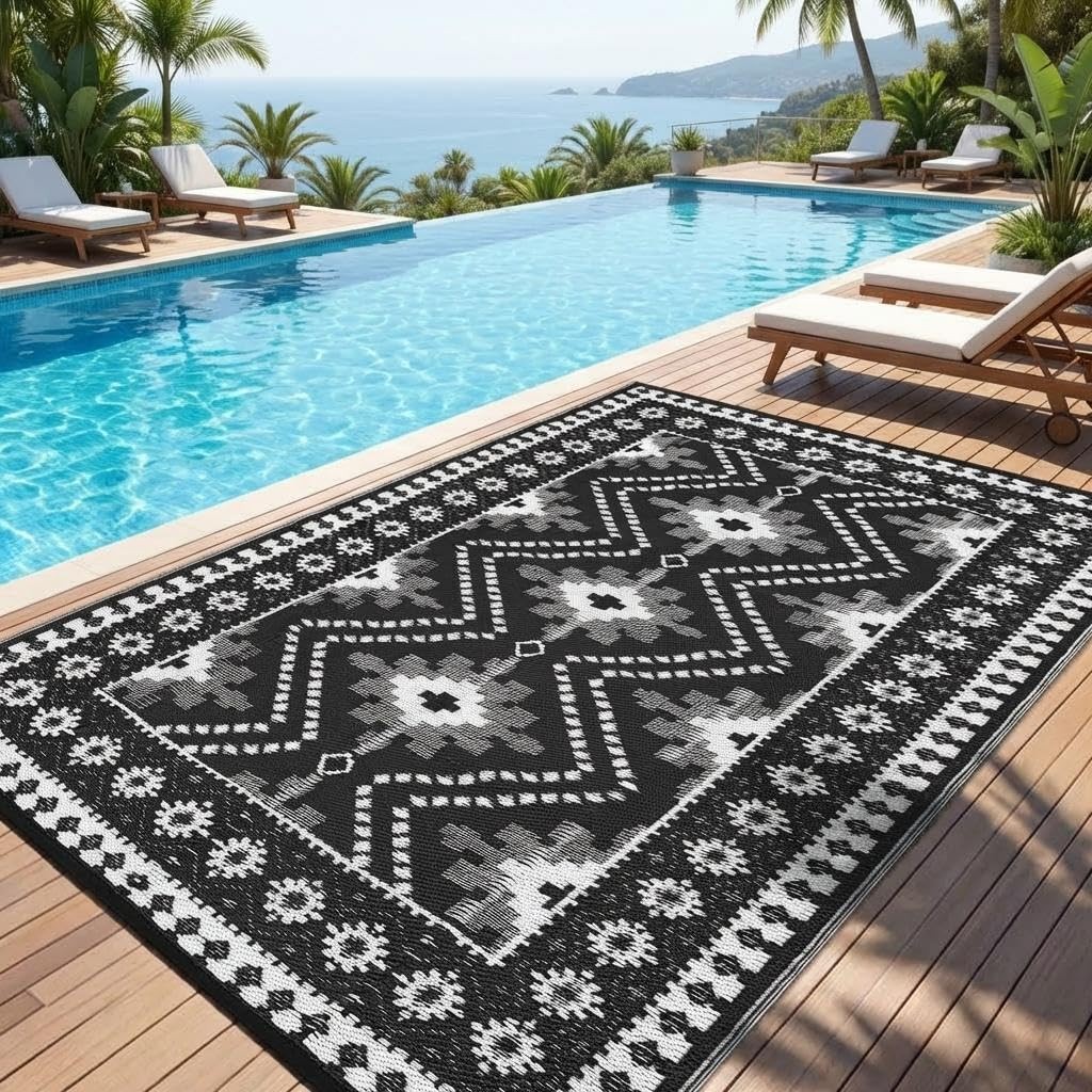 Outdoor Carpet RV Rug Waterproof 8×10/ 9×12/ 9×18 FT Patio Rug for Camp,Picnics