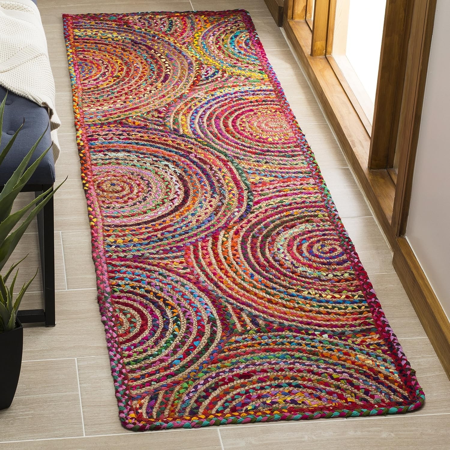 Rug 100% Natural Cotton Jute Carpet Braided Reversible Living Modern Area Rug