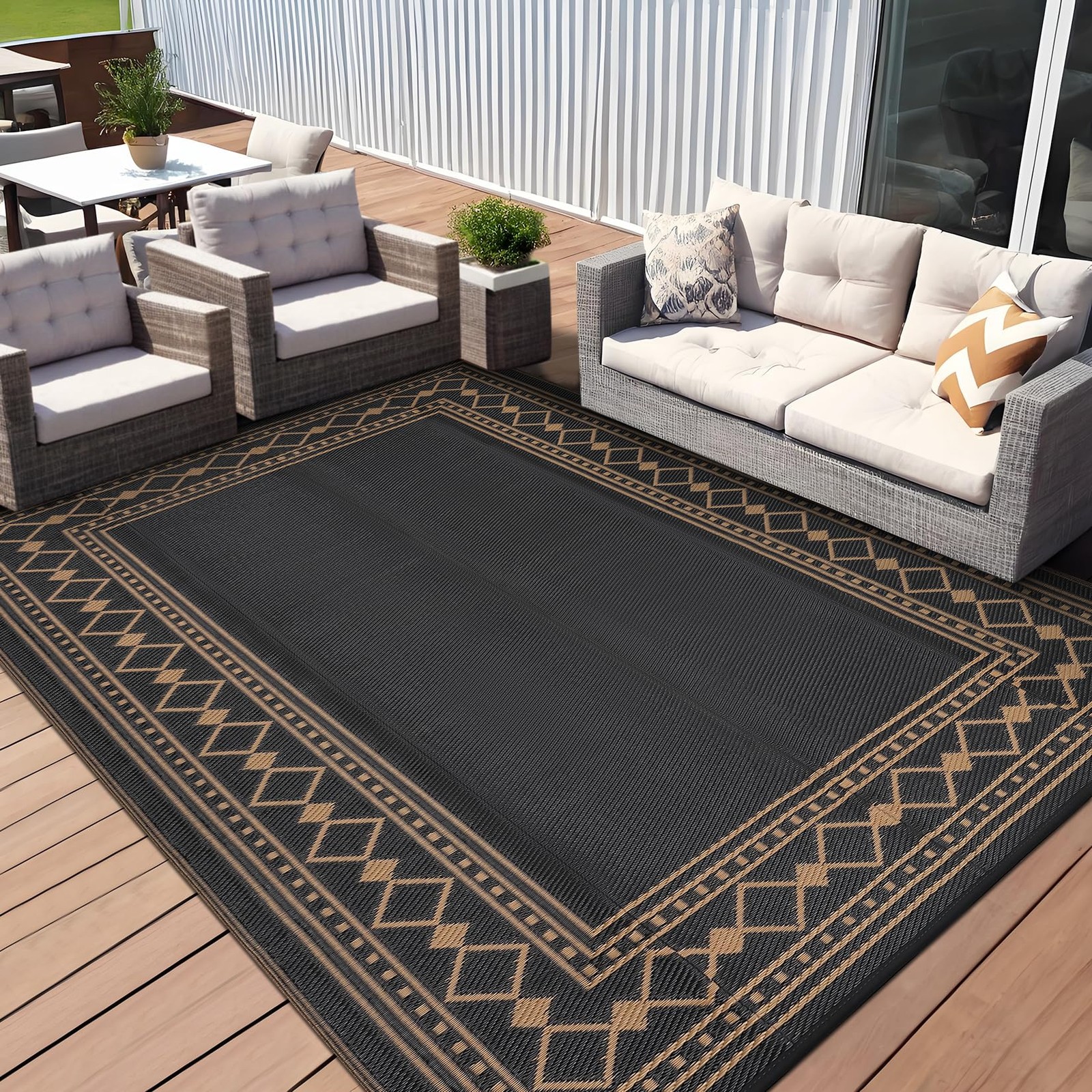 8×10/9×12/9×18/10×14 FT Portable Waterproof Outdoor RV Rug/Mat for Camping/Beach