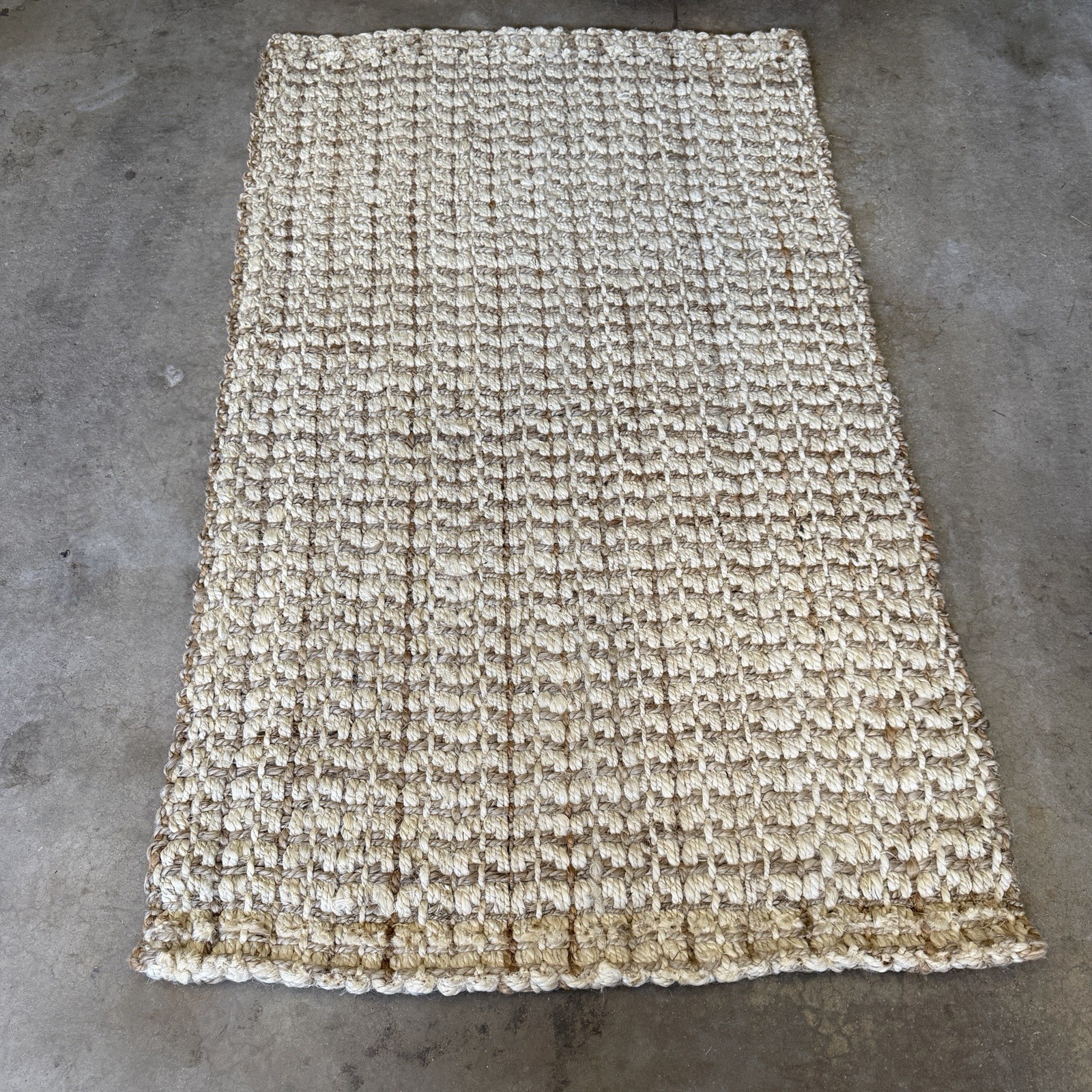 Chunky Jute Sisal Rug 3×5 New Reversible Natural Coastal Boho Beach Casual