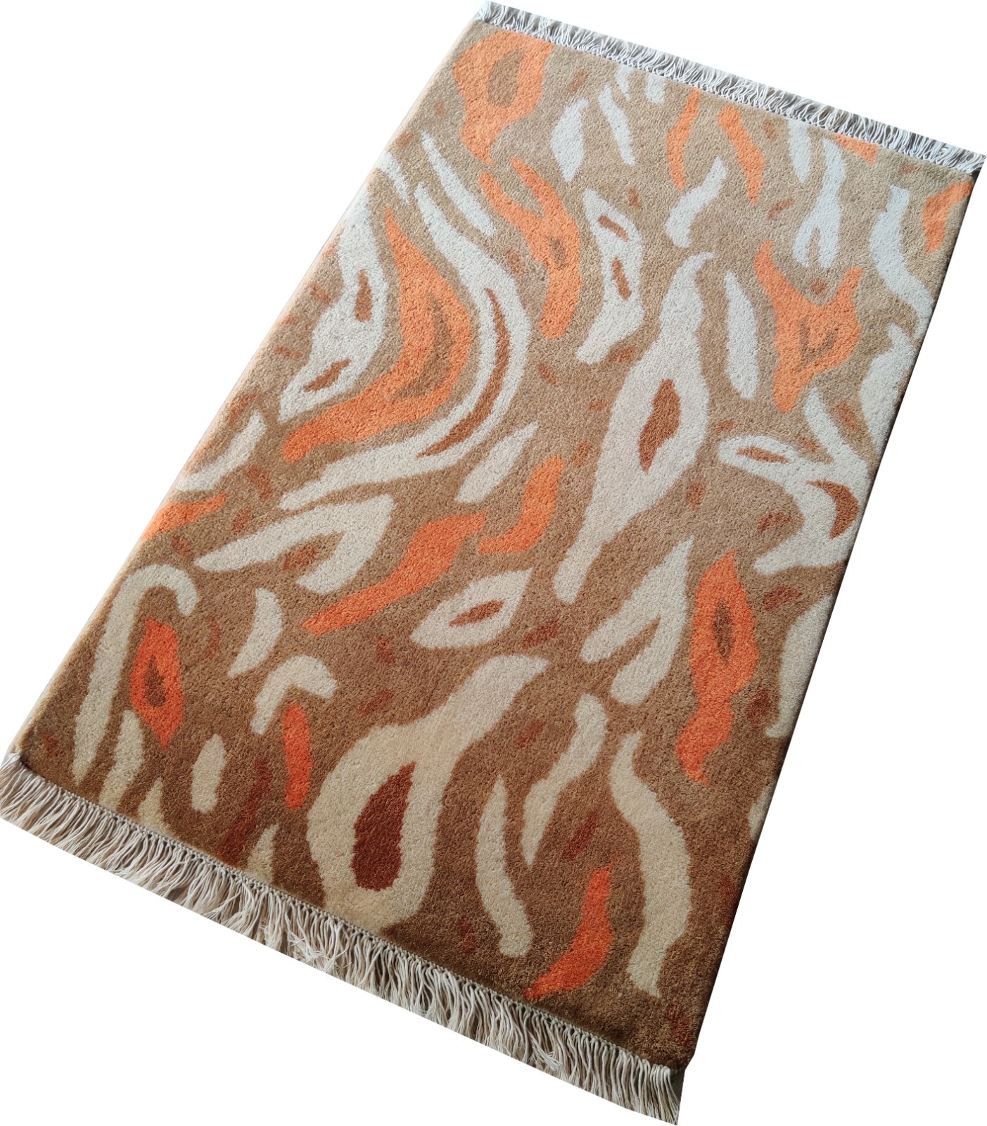 2 x 3 Brown Hand Knotted Rug for Kids Teens 100% Wool Animal Print 60×90 cm