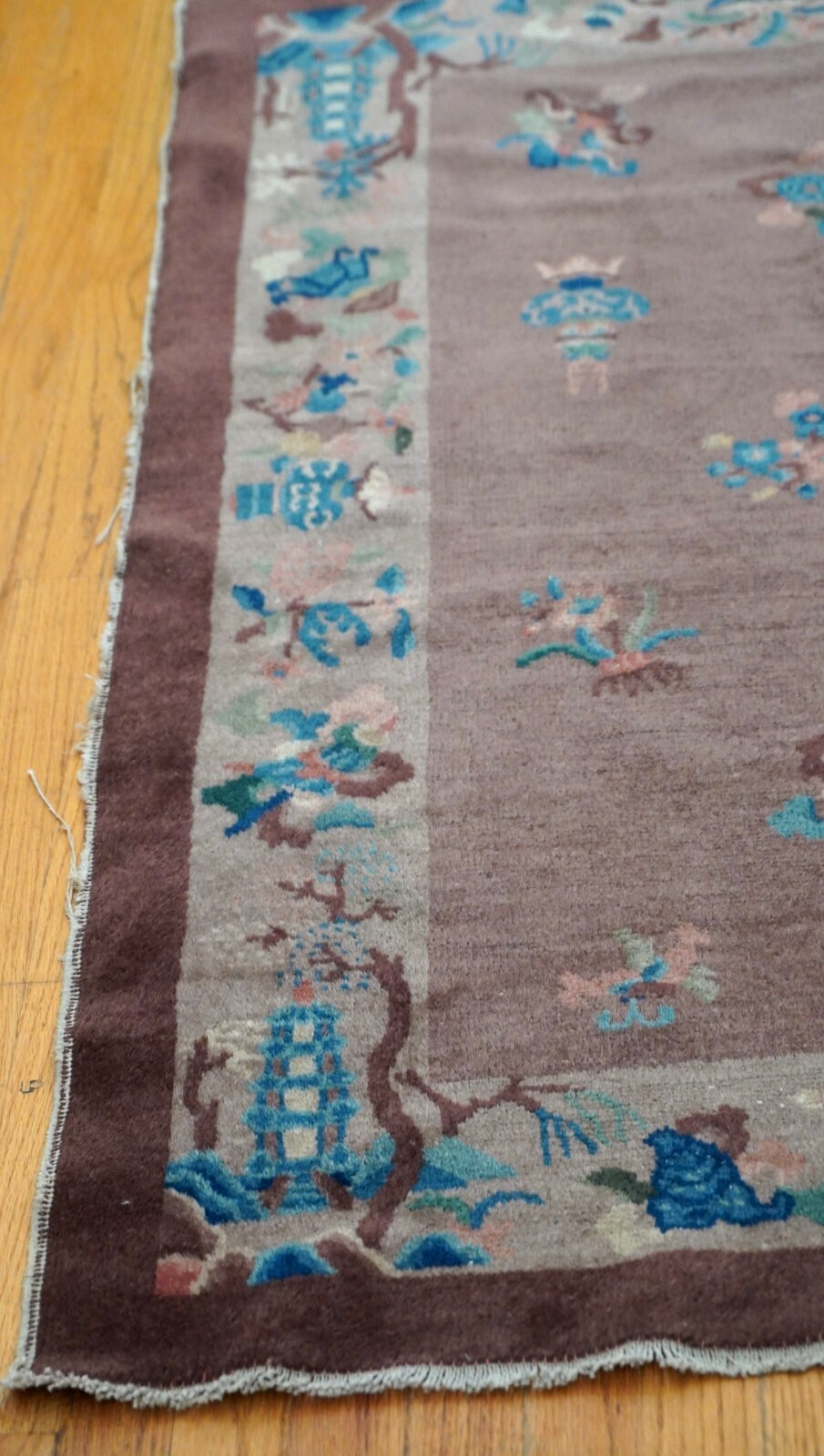 Lovely Antique Chinese Peking Hand Knotted Wool Oriental Rug 3’3″ x 4’10”