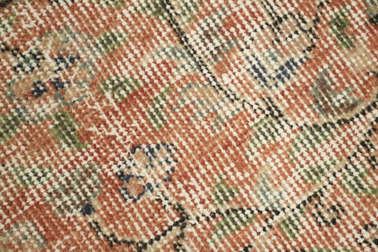 Distressed Anatolian 6×9 Oriental Wool Area Rug in Medallion Oranges & Ivory Hue