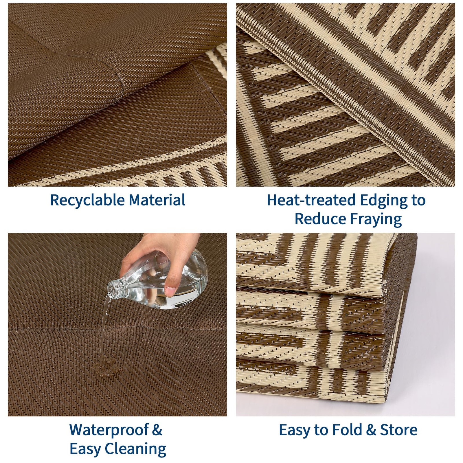⚡8×10/9×12/9×18/10×14/10x20FT Waterproof Foldable Patio Rugs for Camper,Beach,RV