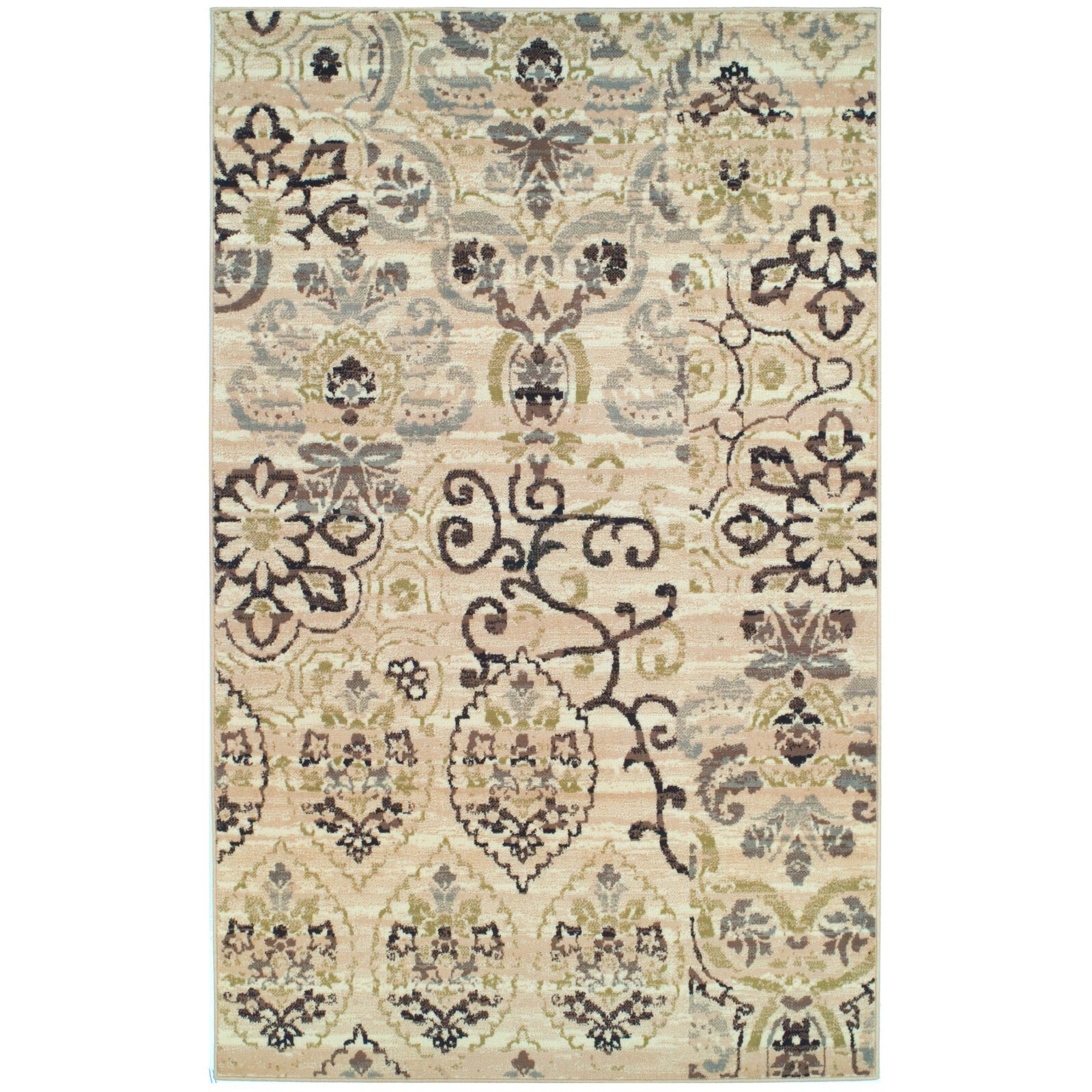 Caldwell Bohemian Rustic Floral Scroll Damask Indoor Area Rugs Or Runner Rug