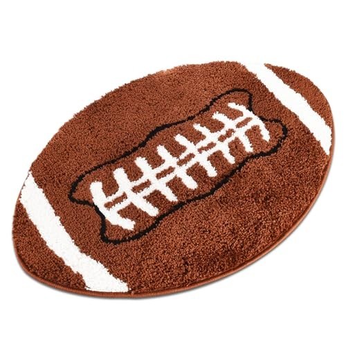 Football Rug 34×22 Inch Soft Microfiber Kids Playroom Carpet Non Slip TPR