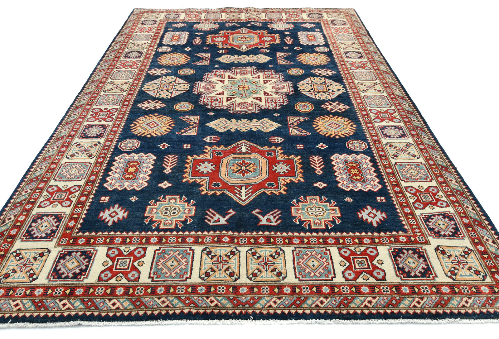 Handmade Kazak Pakistan Rug 5’9X8’11 ft Geometric Tribal Style Oriental Carpet