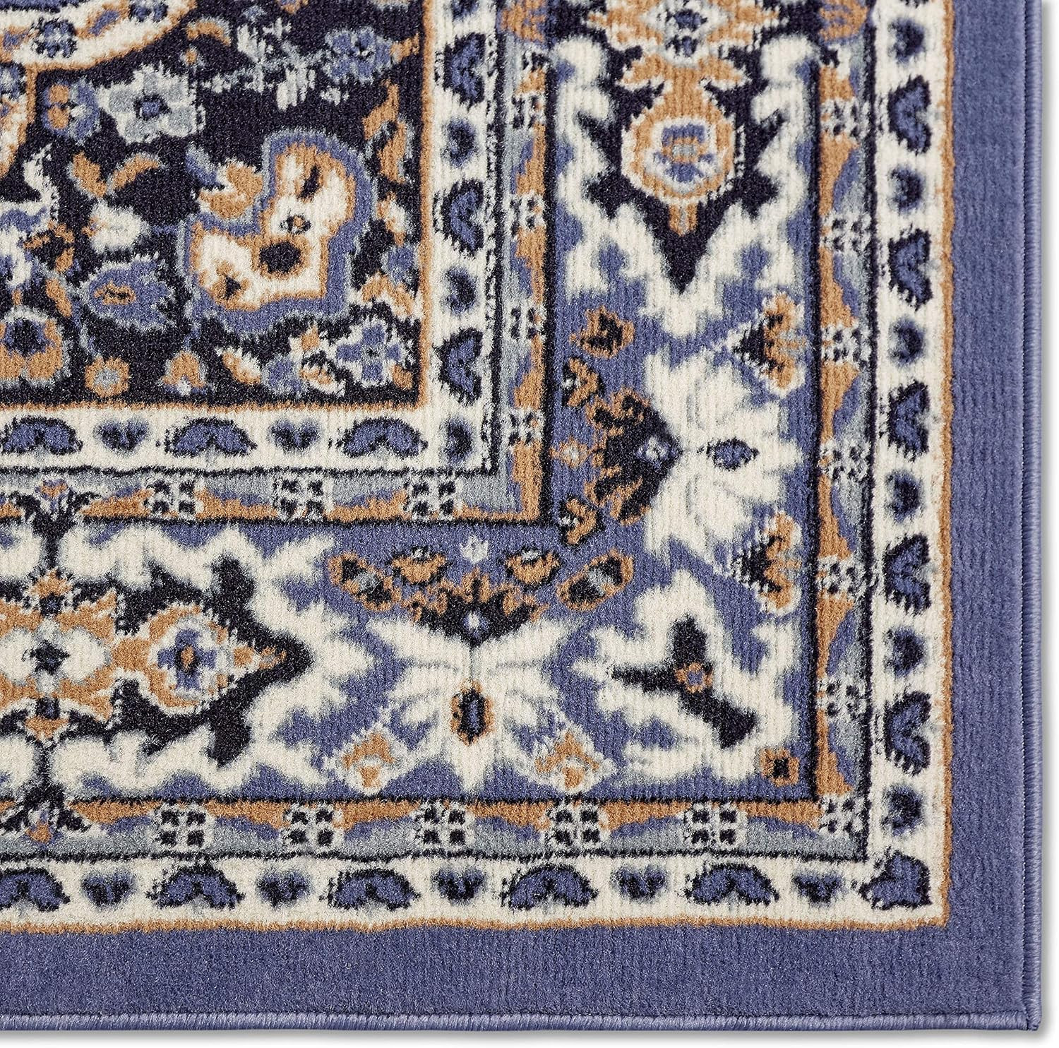 Home Dynamix Premium Sakarya Traditional Medallion Border Area Rug, Country Blue