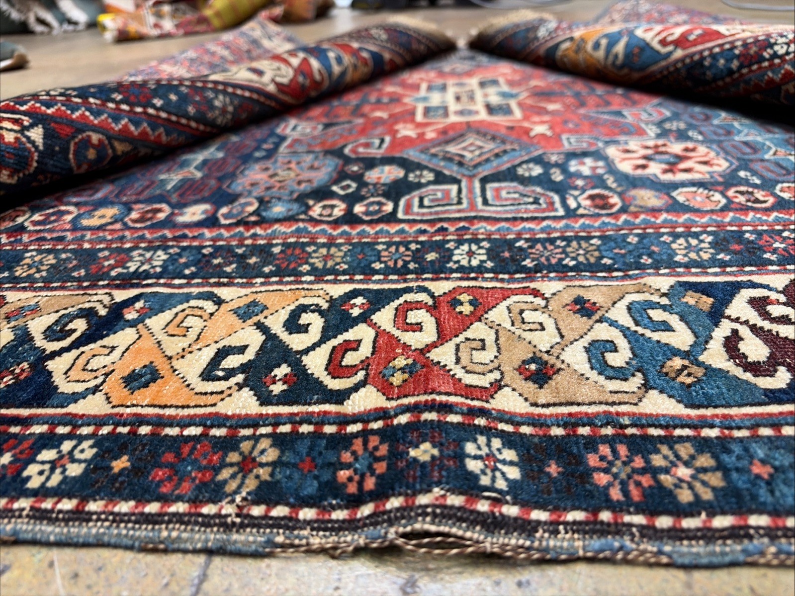 Auth: 19th C Antique Kuba Caucasian Rug Christian Weavers Collector Pc 4×5