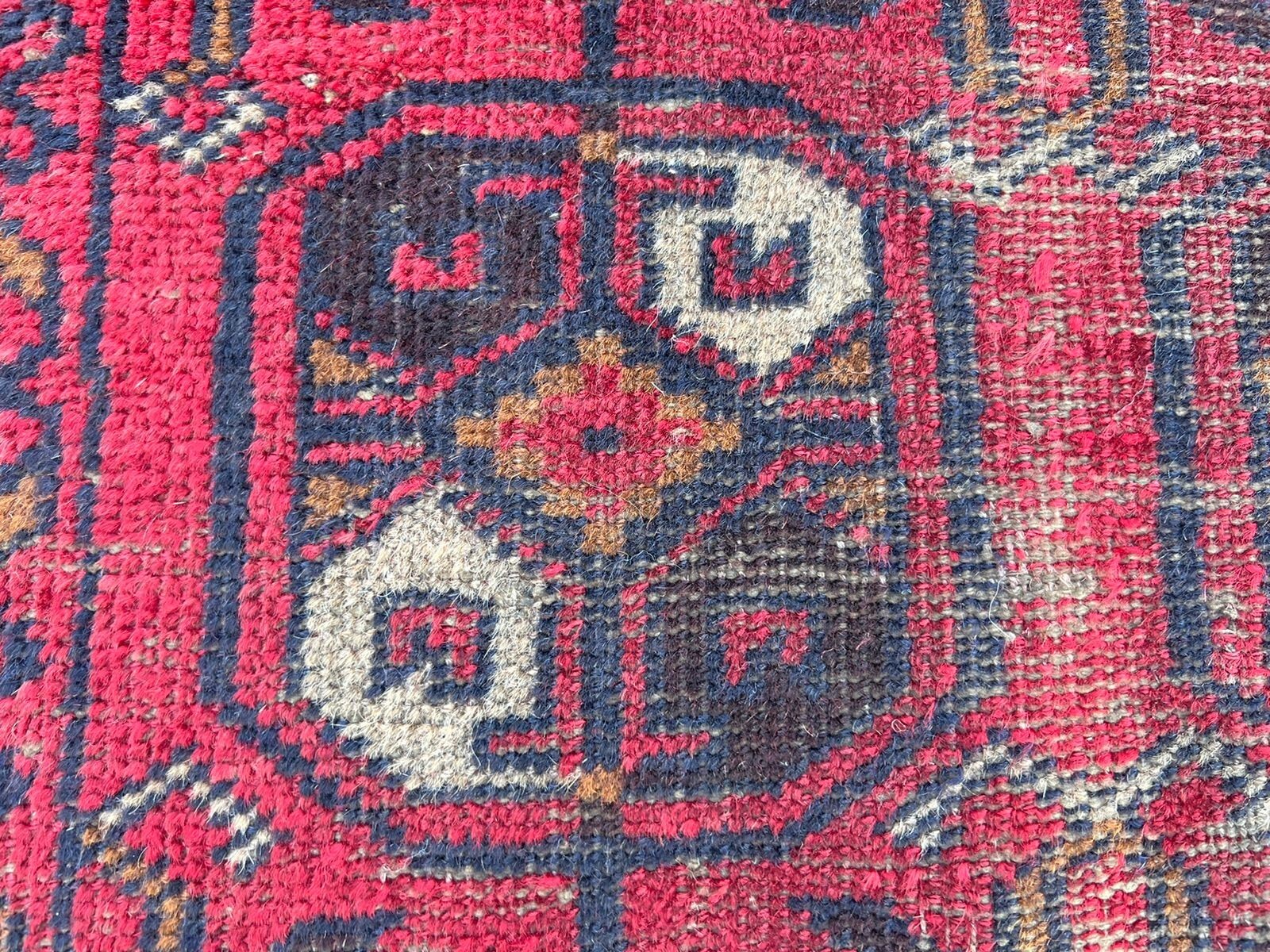 Vintage Hand Made Faded Afghan Oriental Tribal Geometric Area Red Rug 2×4 ft