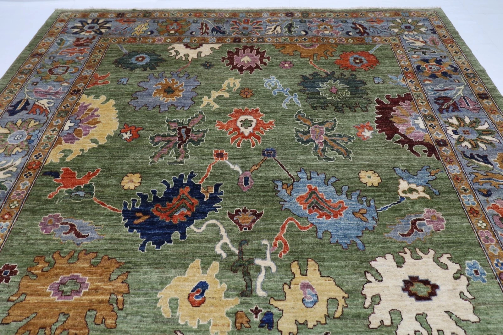 Olive Green Vintage Floral Oushak Rugs 3×5 4×6 5×7 6×9 8×11 9×12 10×14 12×15 Rug