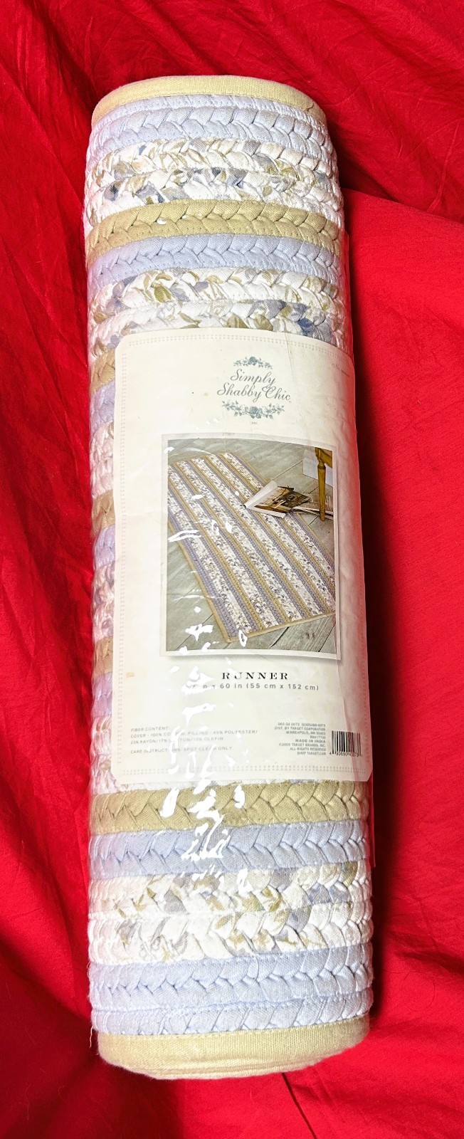 NEW~Simply Shabby Chic Rachel Ashwell~Cotton floor Braided Rug Runner~60″x22″