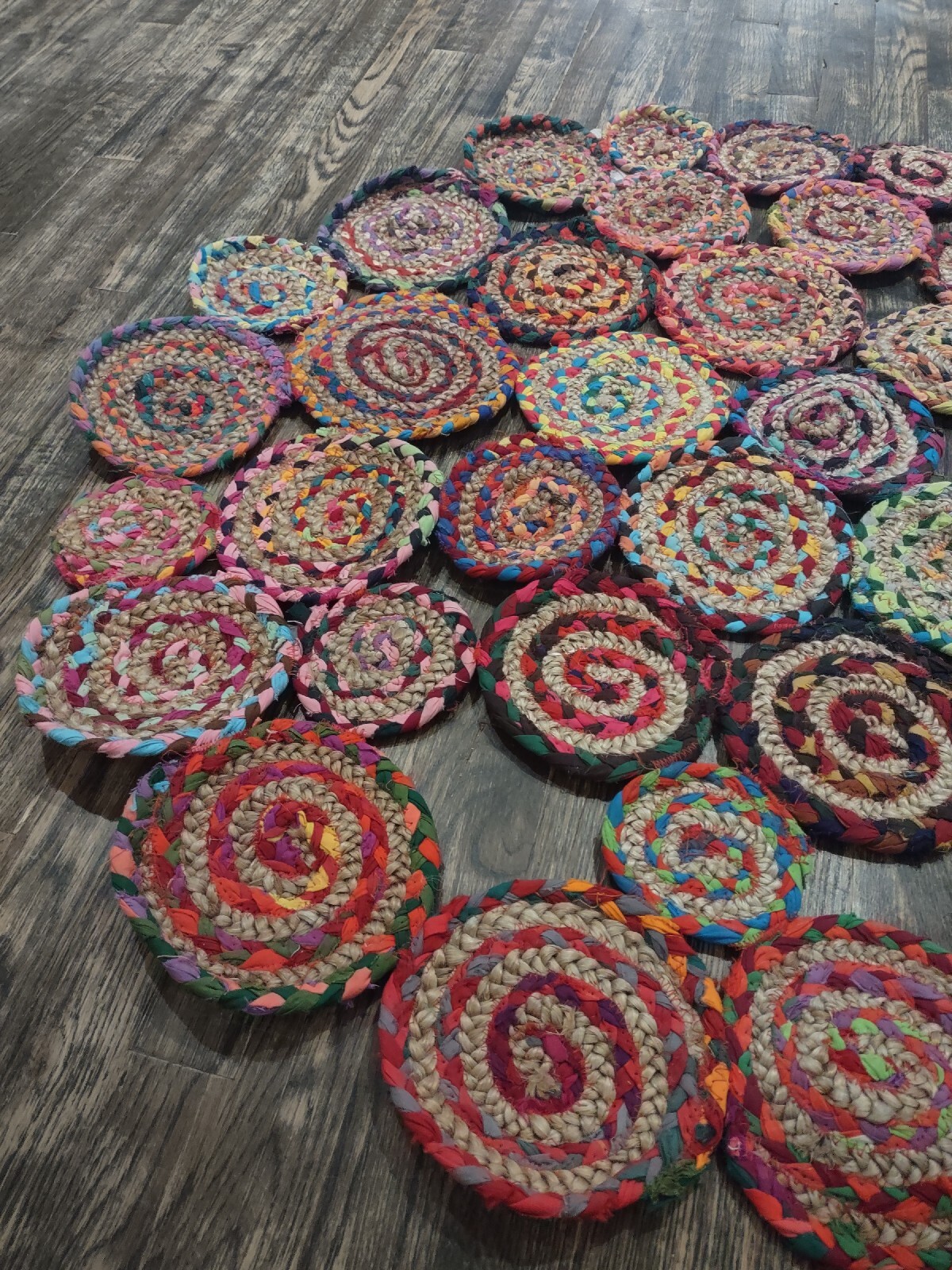 Reversible sided Jute & cotton Natural Round Area 3’7″X3’5″ Rug FREE SHIPPING