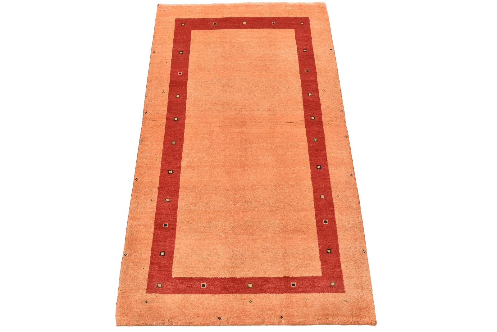 Gabbeh Rug 2’11” x 5’1” Orange Wool Contemporary Hand-Knotted Carpet