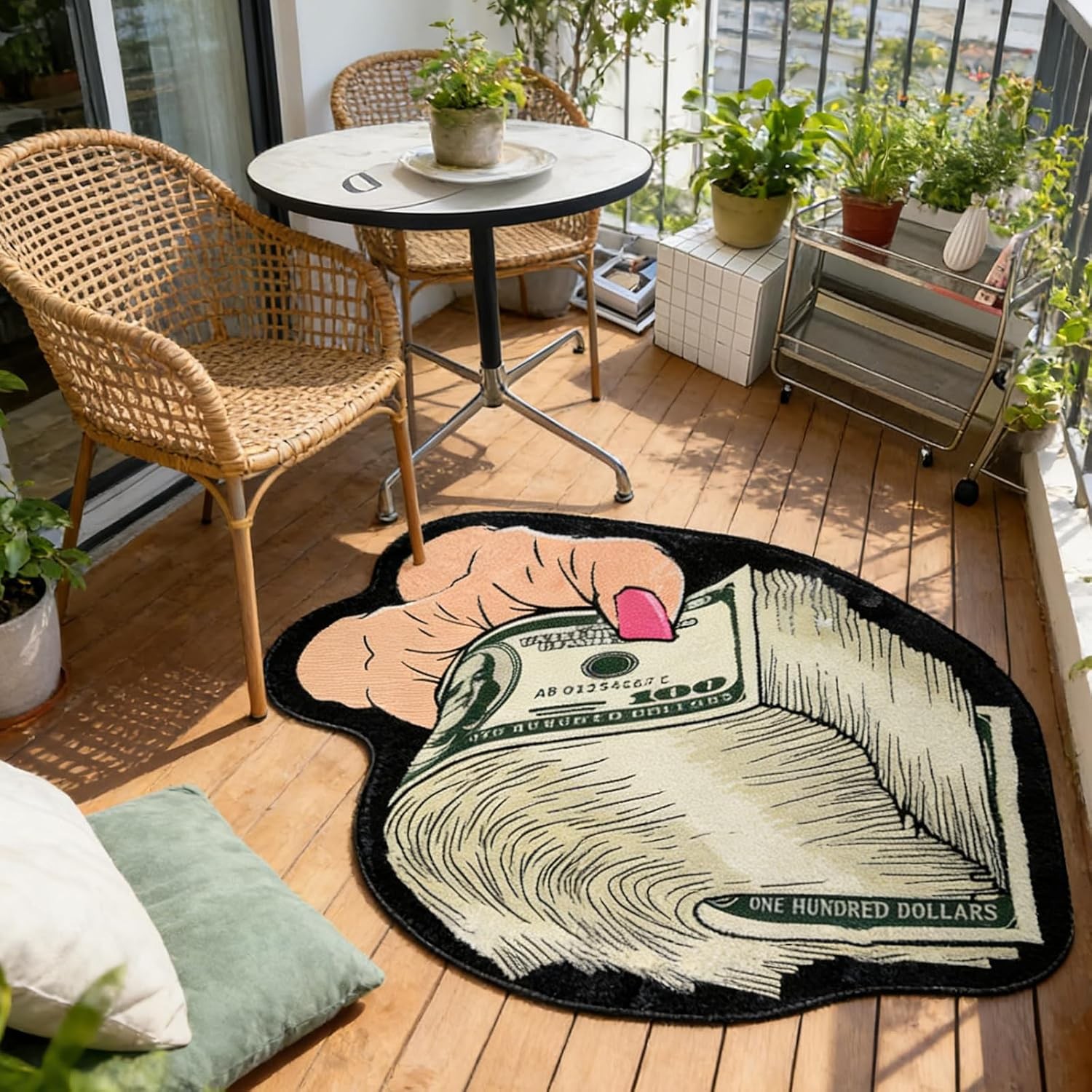 Money Rug, 100 Dollar Bill Rug, Money Creative Funy Rugs, Cool Rugs for Bedroom,