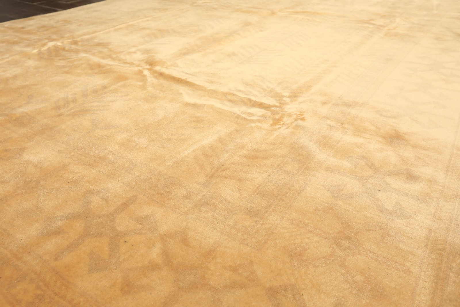 7’9”x9’10” Hand Knotted New Zealand Wool Tan Beige Oushak Silky Sheen Rug