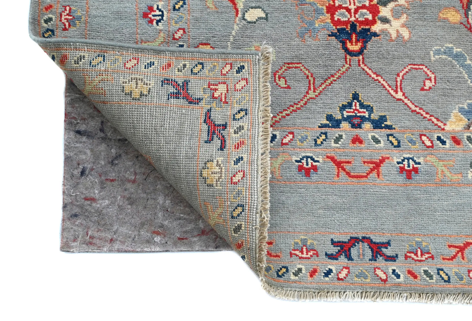Hand-Knotted Gray Kazak Rug 3X5 ft Pakistan Floral Modern Design Oriental Carpet