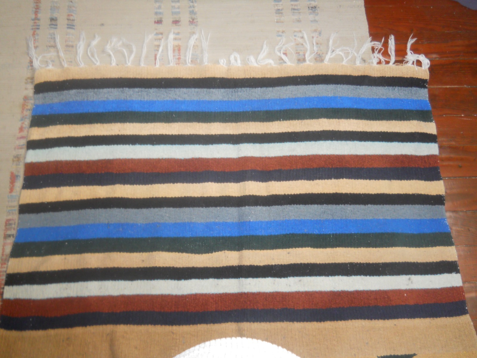 Vintage Hand Woven Zapotec Wool Rug Colorful Southwestern Tapestry 80 x 44