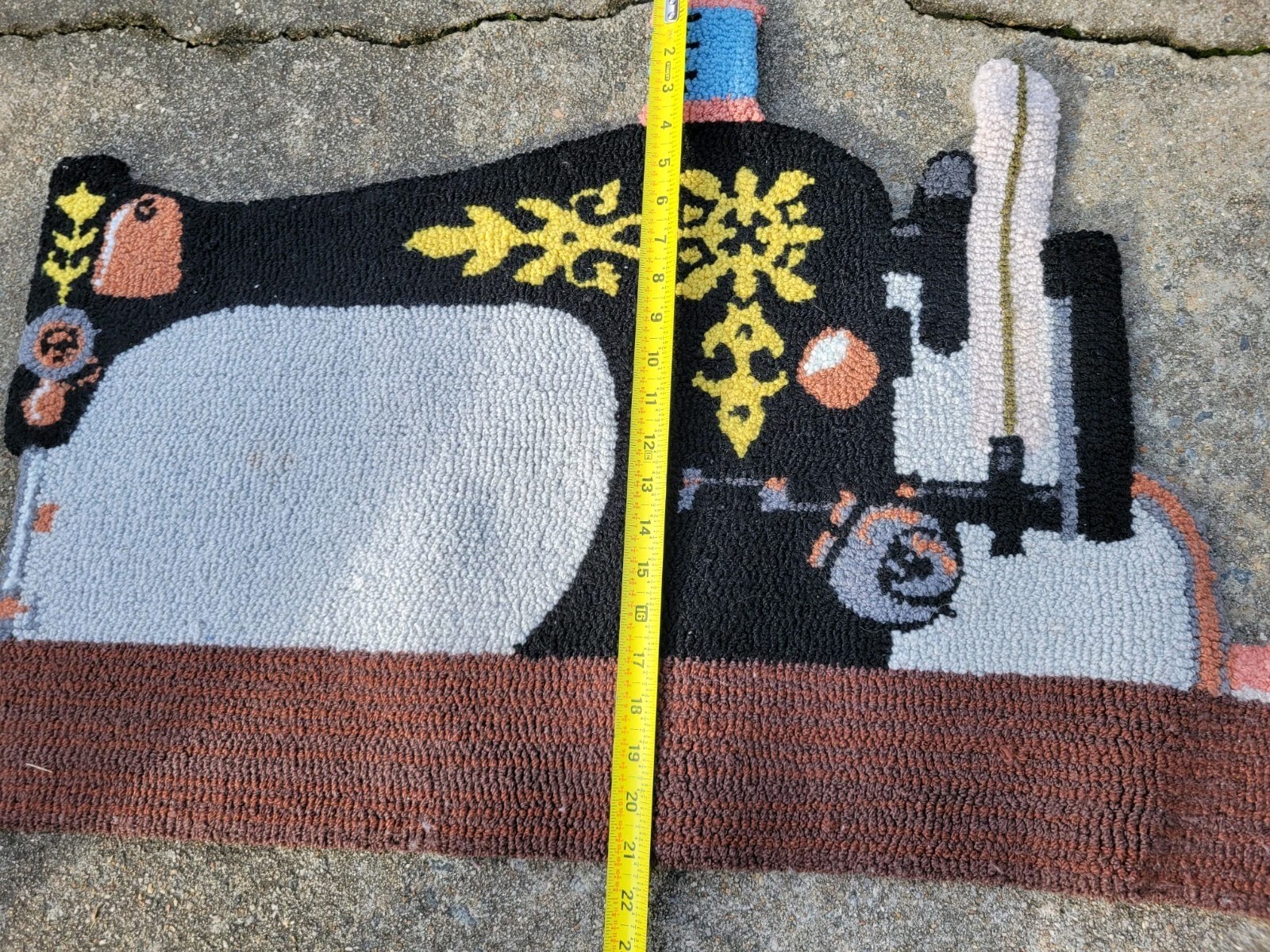 Antique Singer Style Sewing Machine Shaped Rug