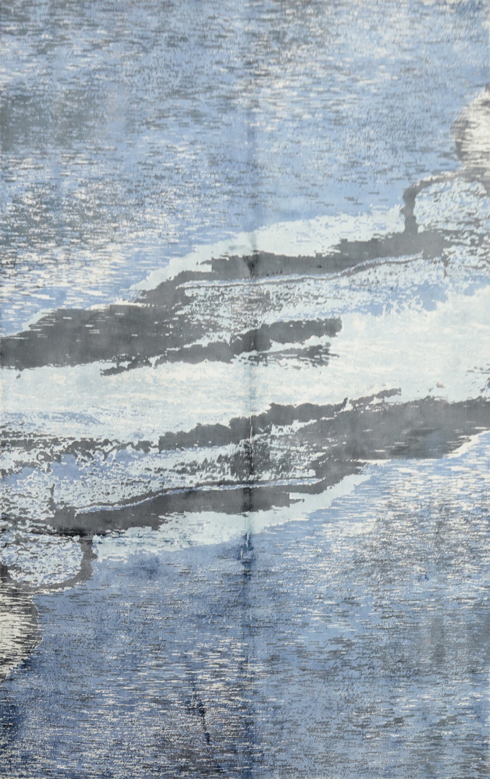 Luxurious Distressed Look Abstract Rug Blues Contemporary Handmade Carpet 6×8
