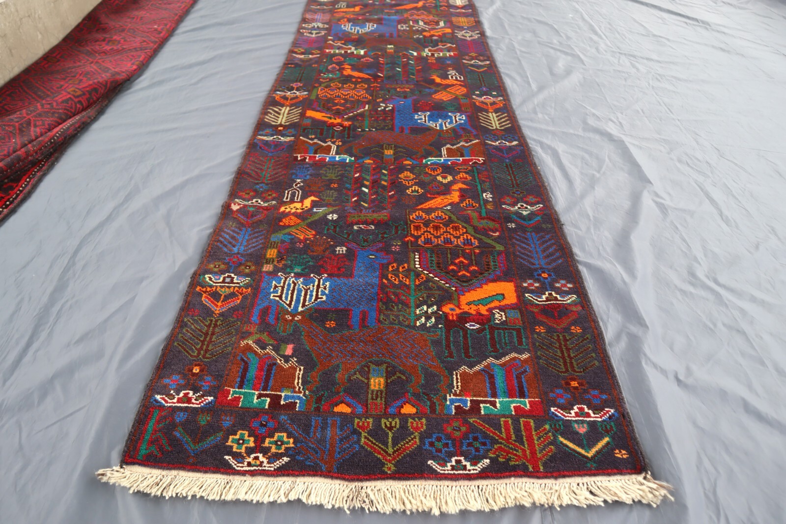 2’8×9’4 ft Vintage Afghan Animal rug, Handmade Vege Dyes Wool rug, Bedroom Rugs