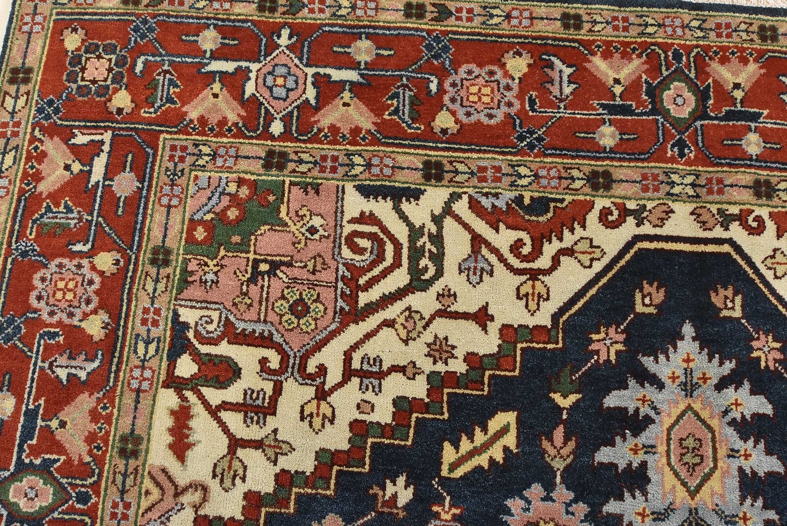 Tribal Serapi 8’10” x 11’11” Blue Wool Traditional Hand-Knotted Oriental Rug