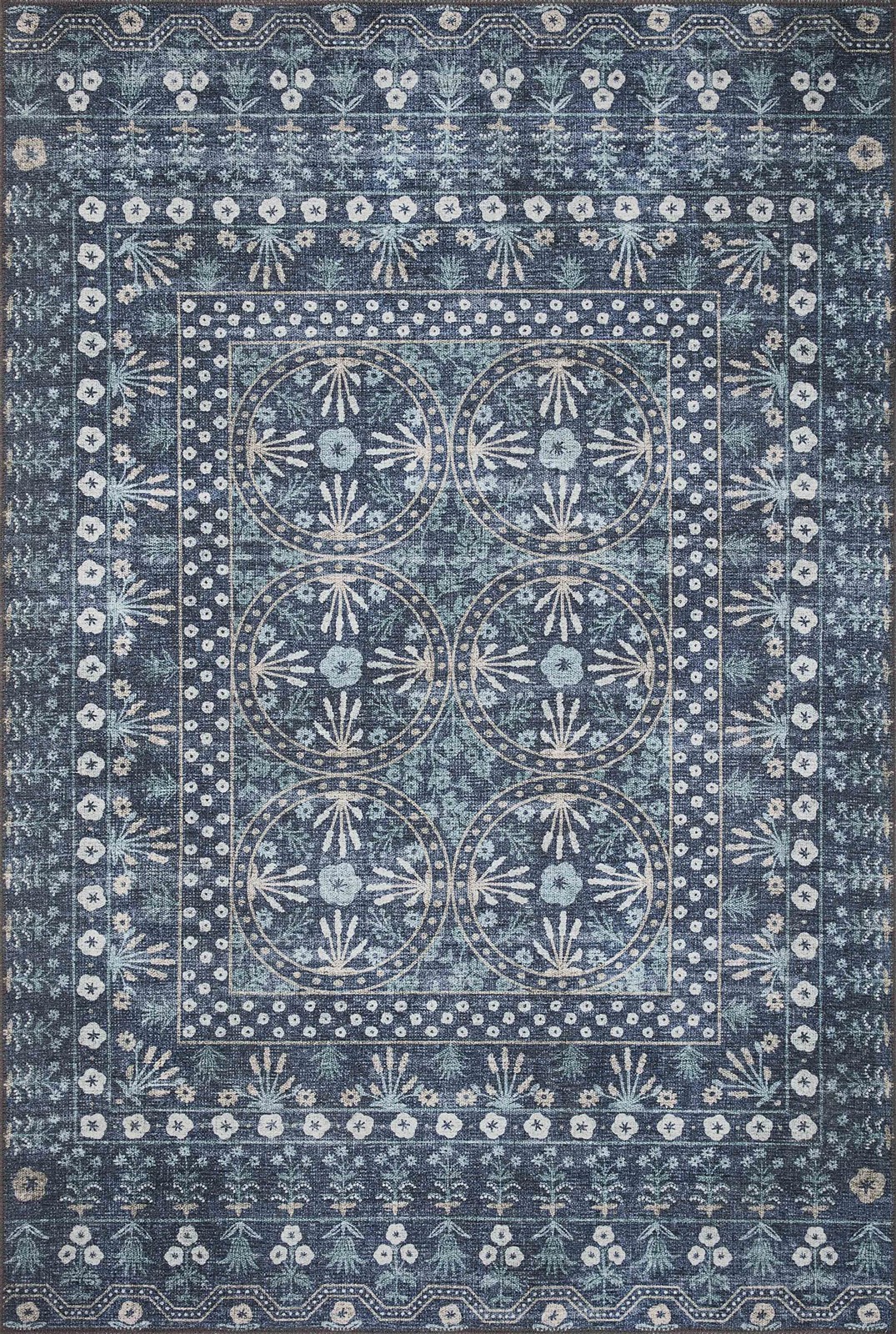 Loloi Rifle Paper Co. Maison Collection Mao-03 Rosette Blue 3-0 X 3-0 Round .19
