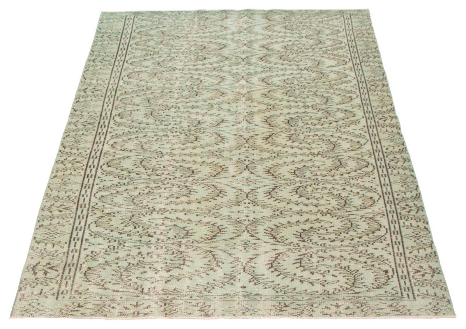 Traditional Hand-knotted Area Rug 5’6″ x 8’10” Light Green Oriental Carpet