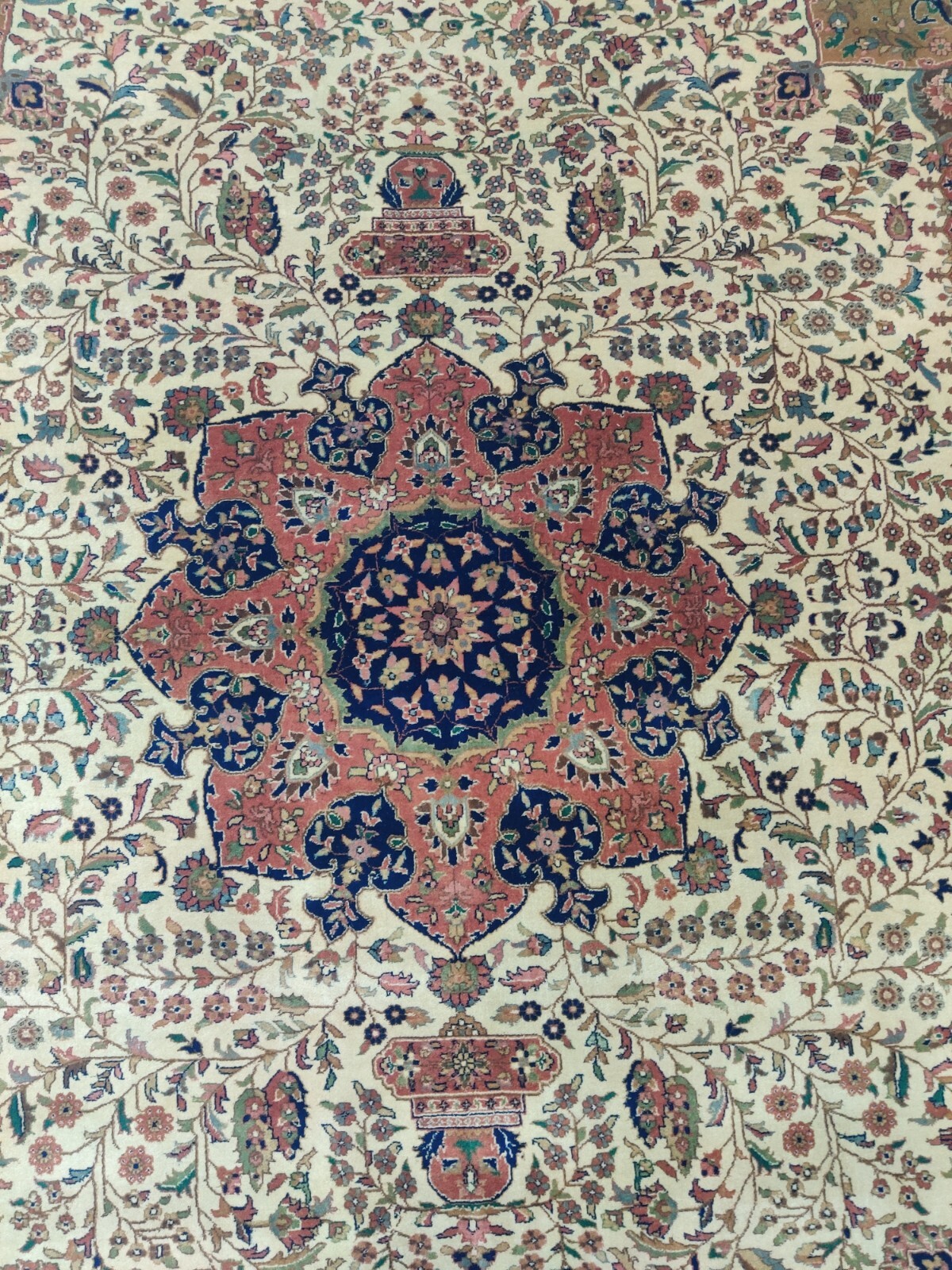 250×300 cm Wool Traditional Handmade Area Rugs Medallion Beige Rust Knotted Rugs