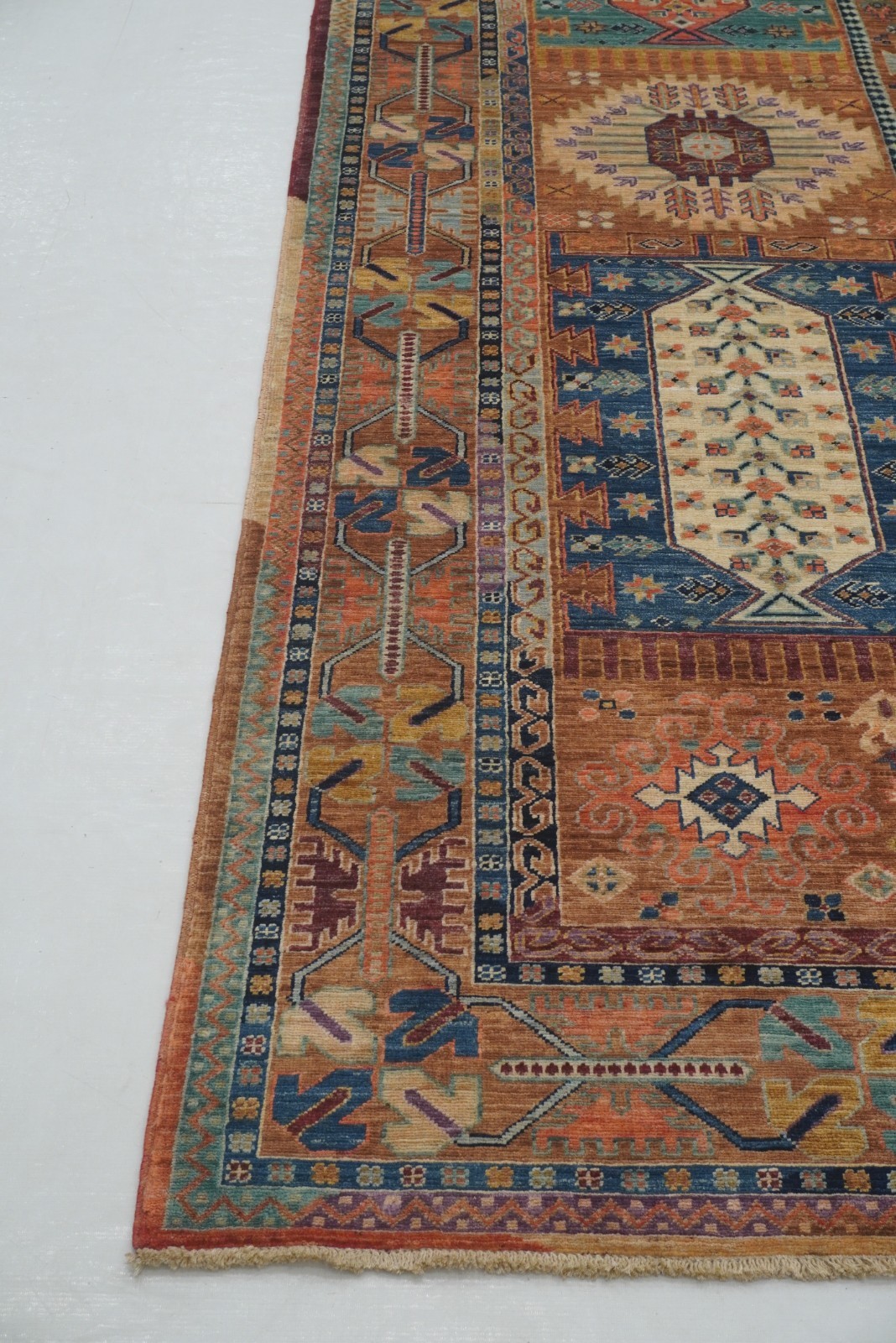 7×10 ft Brown Samarkand Afghan Hand Knotted Wool Oriental Area Rug