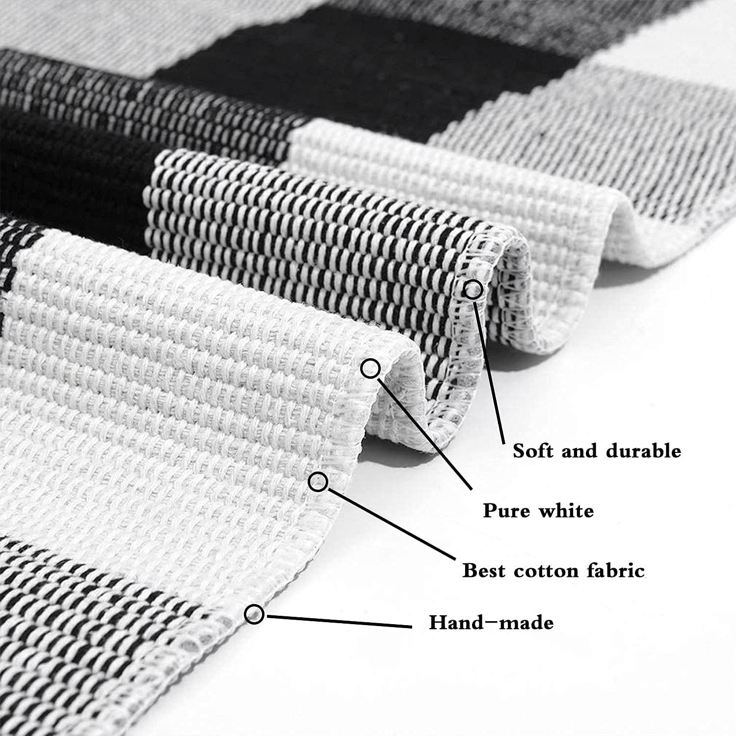 Outdoor Buffalo Plaid Rug 3×5 Black and White Layering Doormat for Porch and …