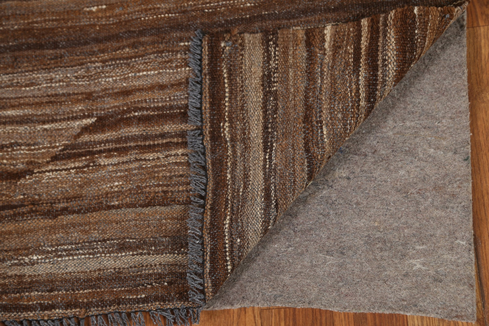 Brown Natural Dyed Kilim Modern Rug 5×6 Ft Flat Weave Wool Carpet Striped Rug