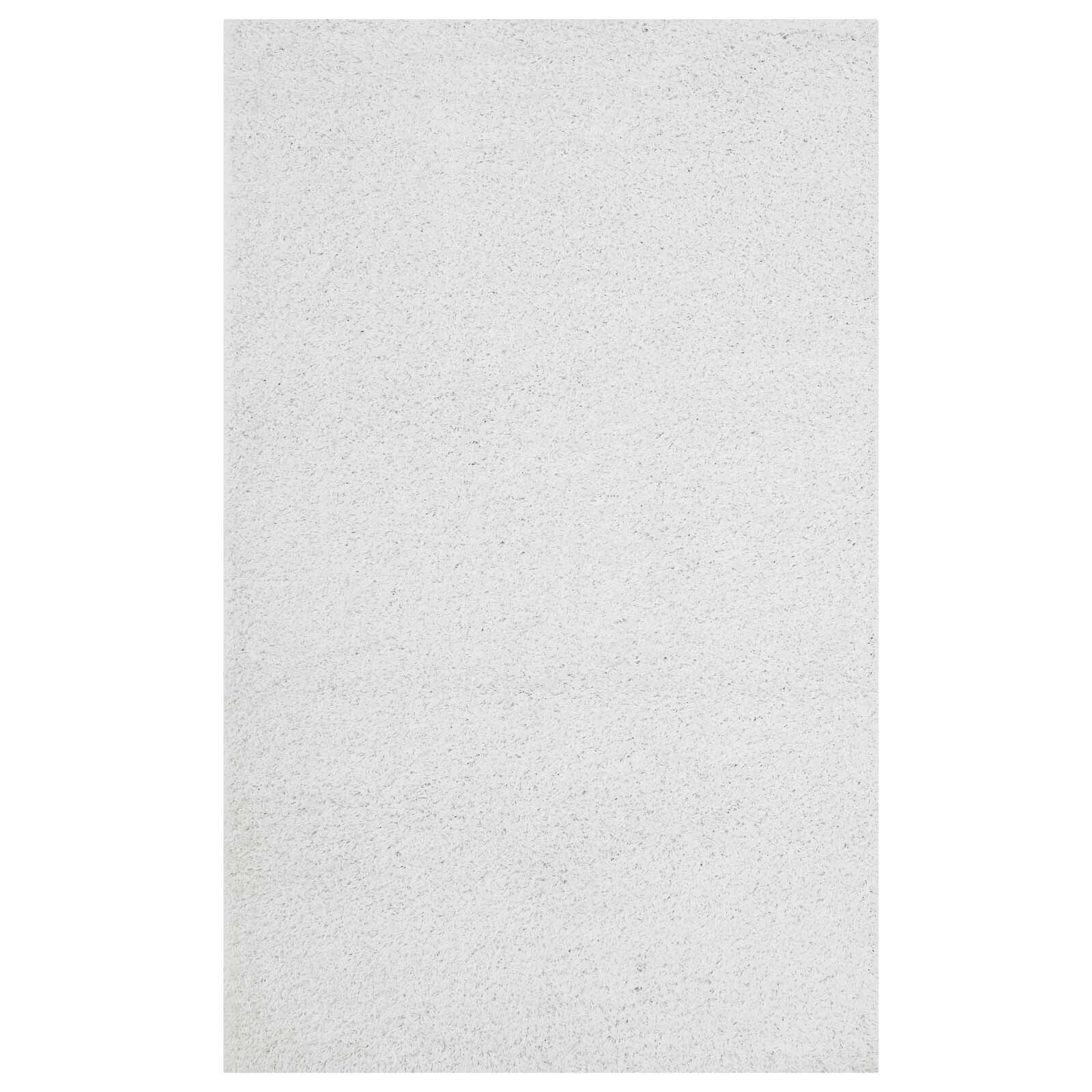 Modway Soft Fluffy Shag 5×8 High Pile Solid Area Rug in Ivory White