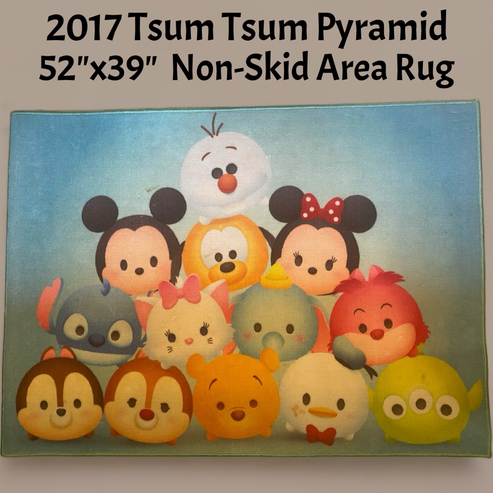 Disney Tsum Tsum Pyramid 2017 Area Rug Large 52″x36″ Cyan Blue Non Skid