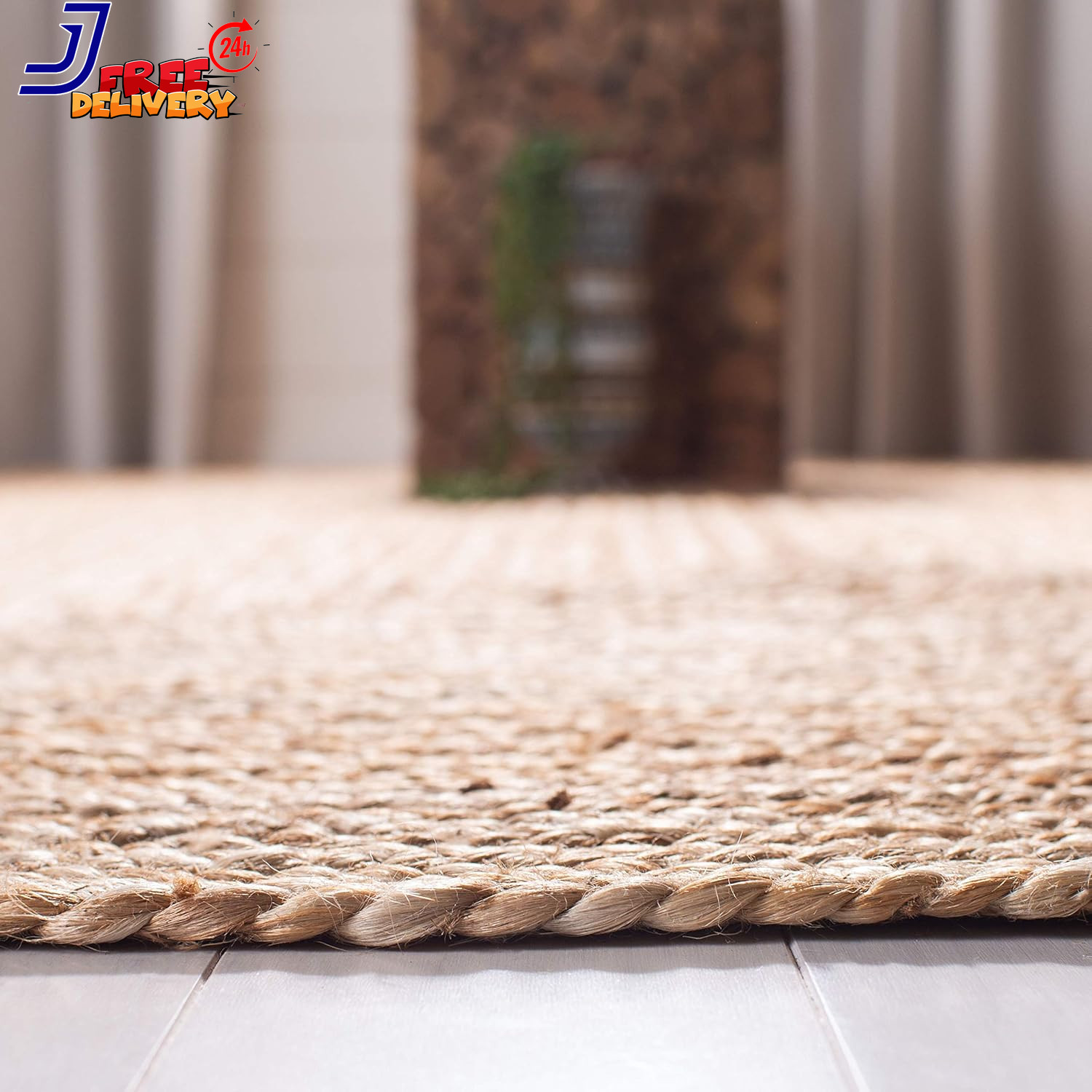 Cape Cod Collection Area Rug 8′ X 10′ Oval Natural Handmade Flat Weave Jute NEW